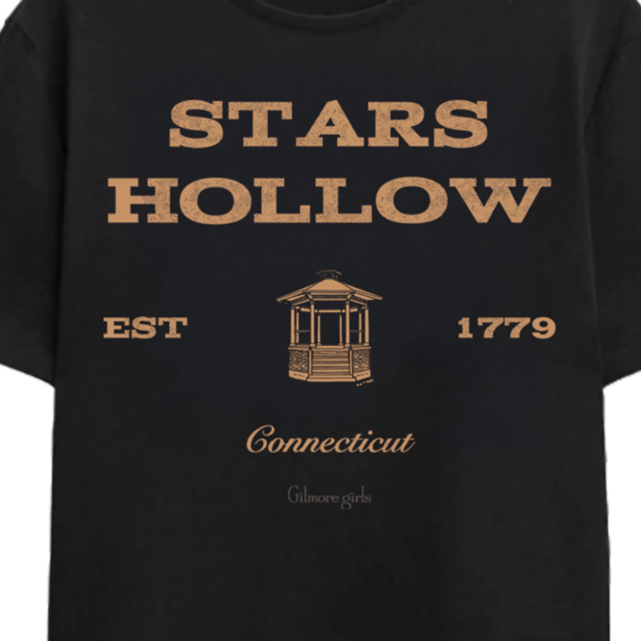 Gilmore Girls Stars Hollow School Days Gazebo Adult Black Crew Neck Short Sleeve T-shirt