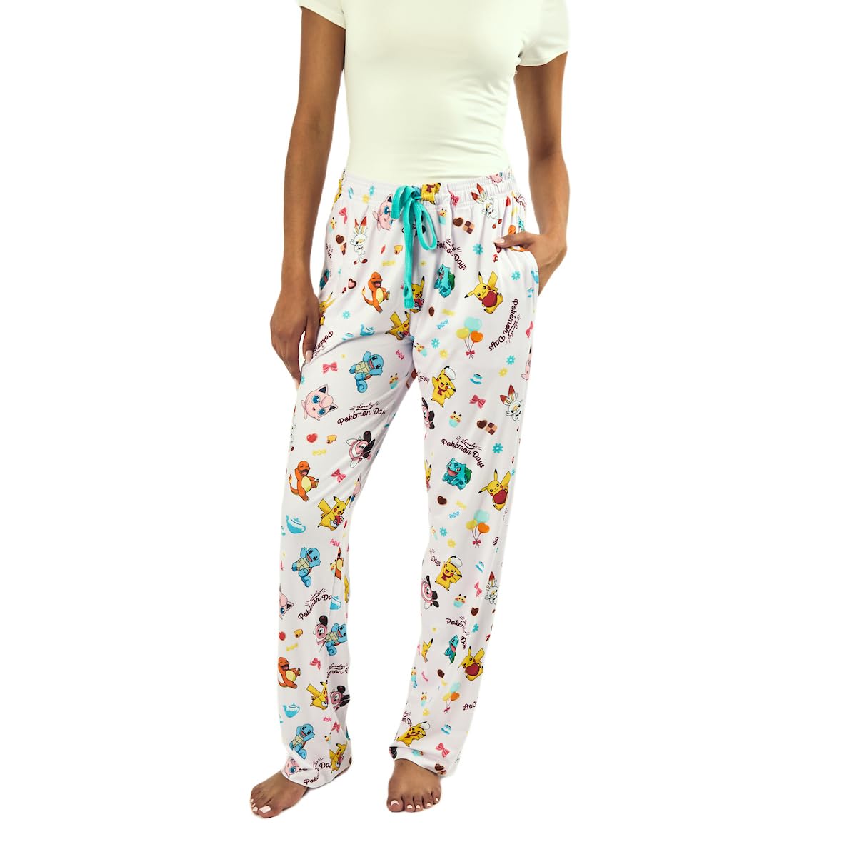 Pokémon Character Print Women's Pink Quick Turn Sleep Pajama Pants