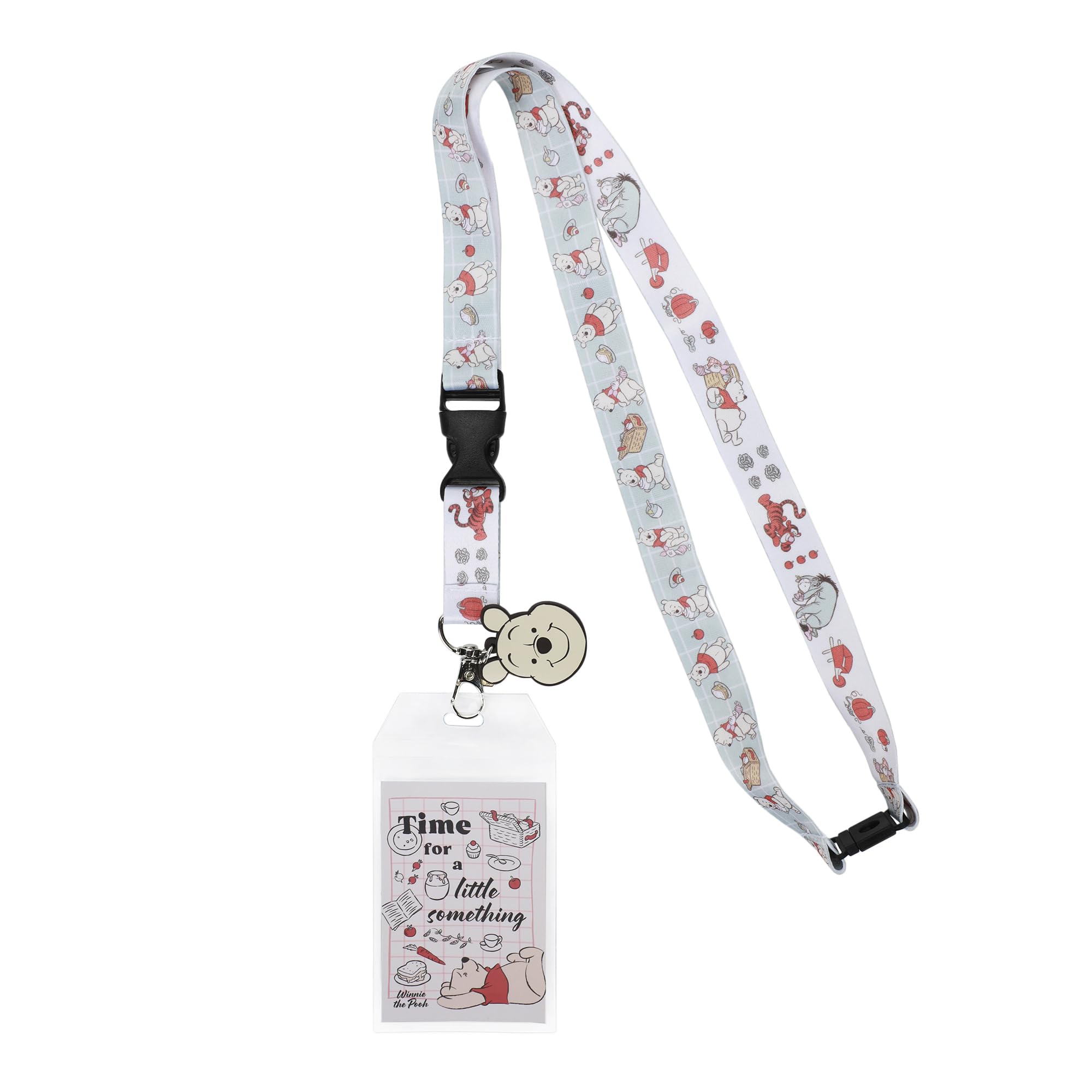Winnie the Pooh Time For A Little Something 22-inch Lanyard with Clear ID Sleeve and Rubber Charm