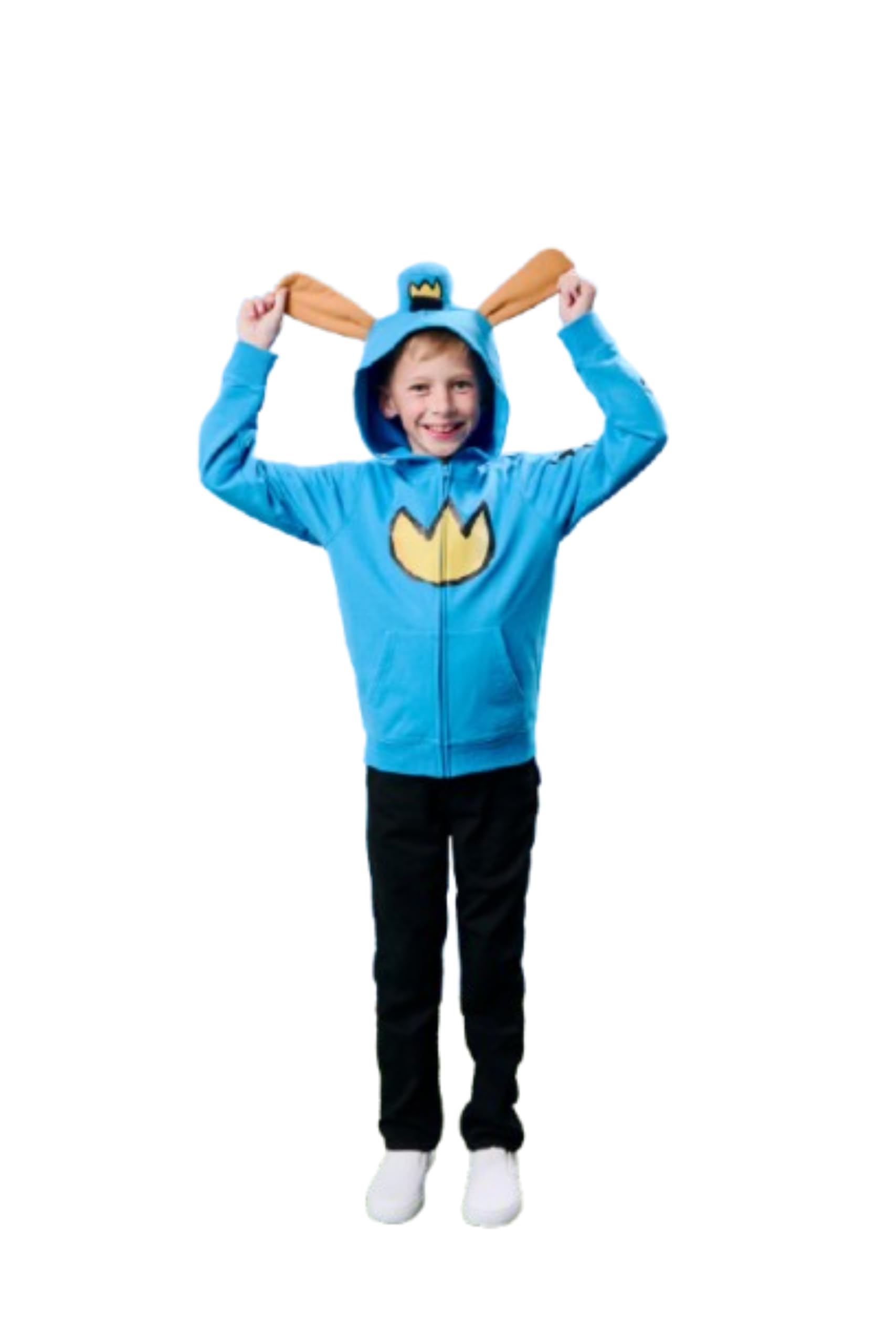 Dog Man Emblem Boy's Blue Long Sleeve Cosplay Zip-Up Hoodie