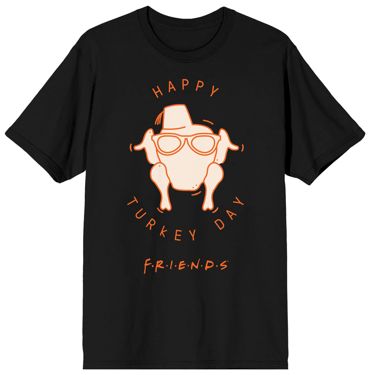 Friends Happy Turkey Day Black T-Shirt for Men