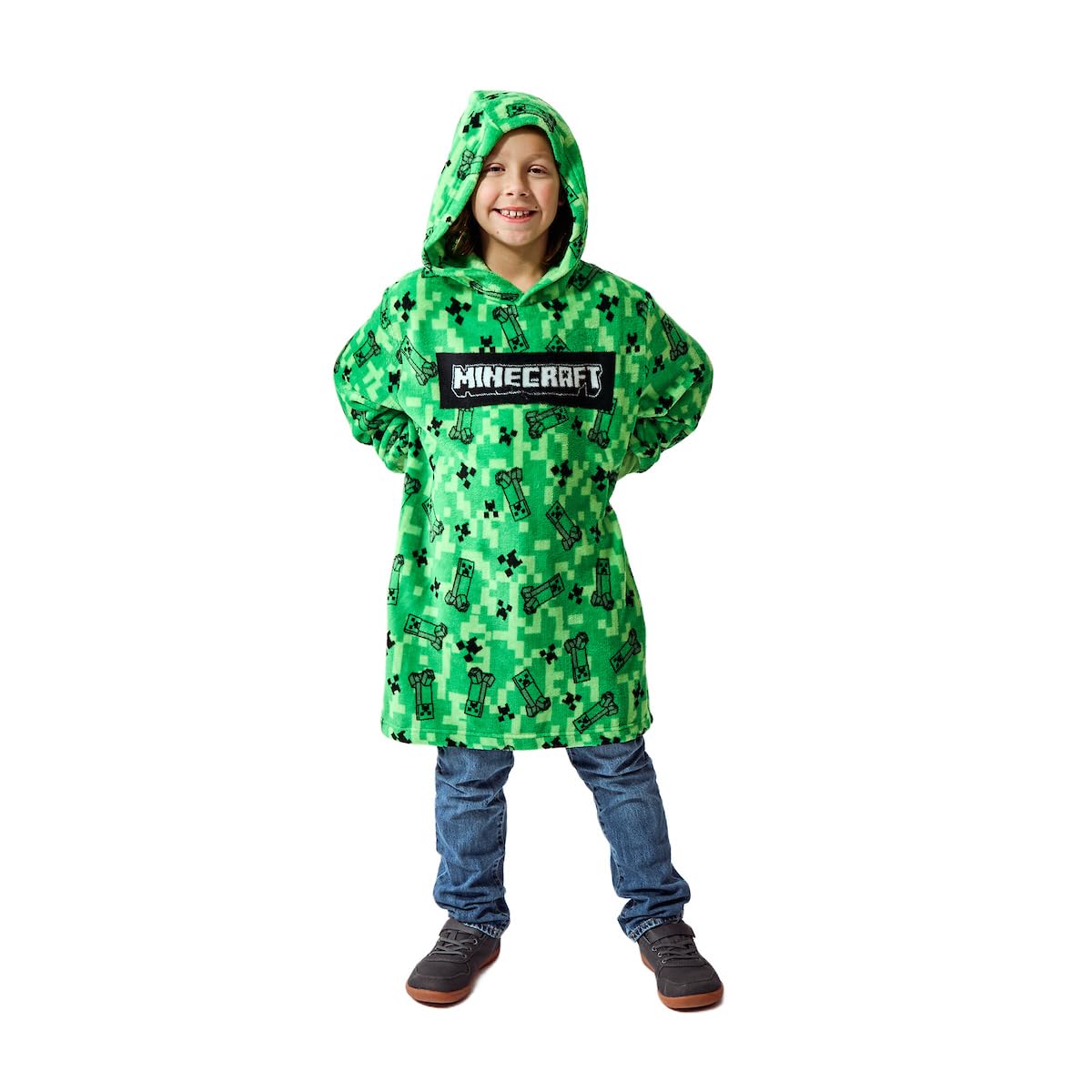 Minecraft Creepers & TNT Long Sleeve Boy's Wearable Kids Hoodie Blanket