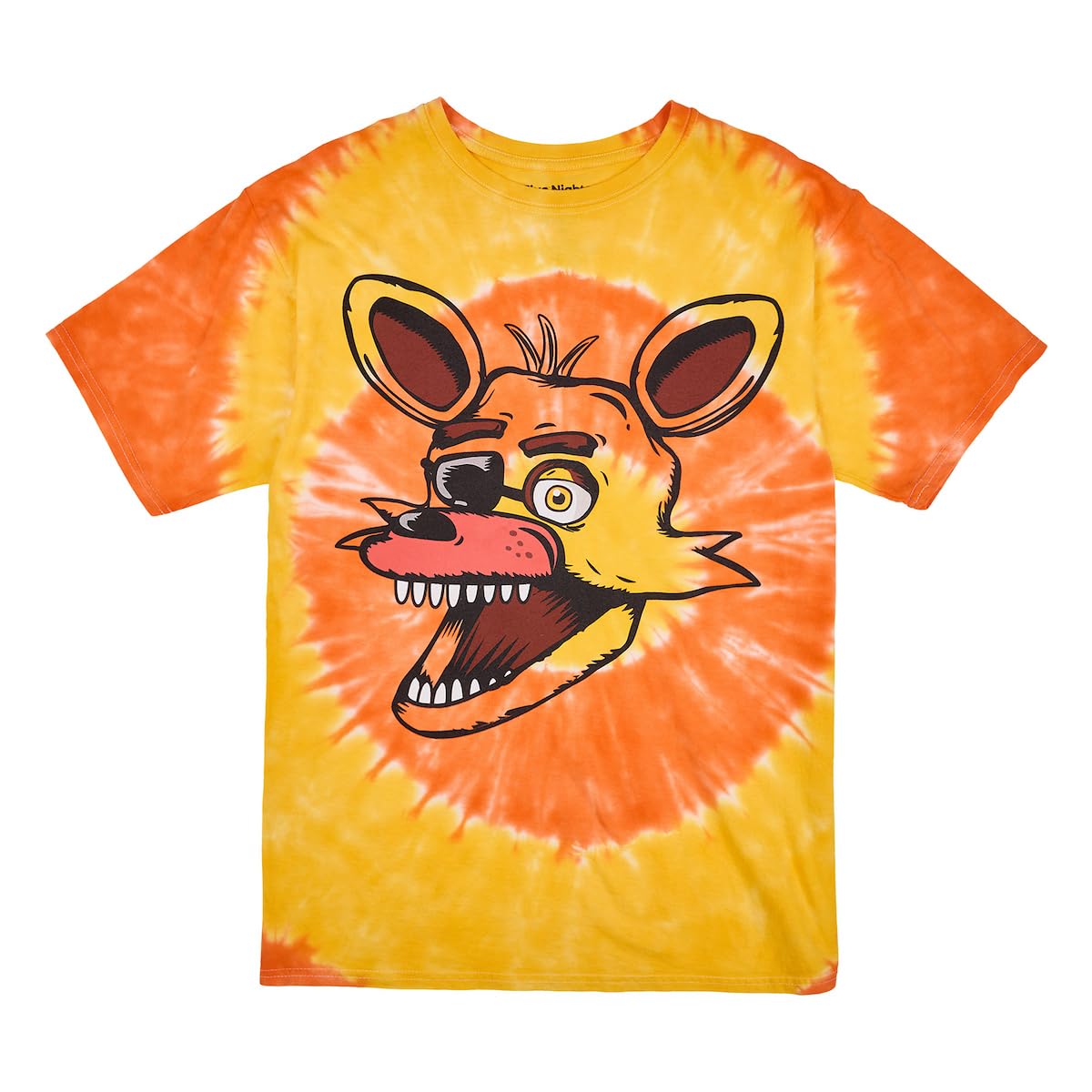 Five Nights At Freddy's Foxy Face Men's Orange Spiral Tie-Dye Crew Neck Short Sleeve T-shirt
