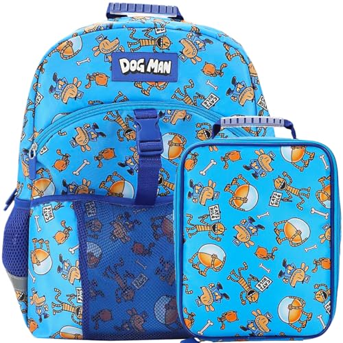 Dog Man 2-Piece 16" Youth Premium Backpack & Lunch Kit Set For School Boys and Girls