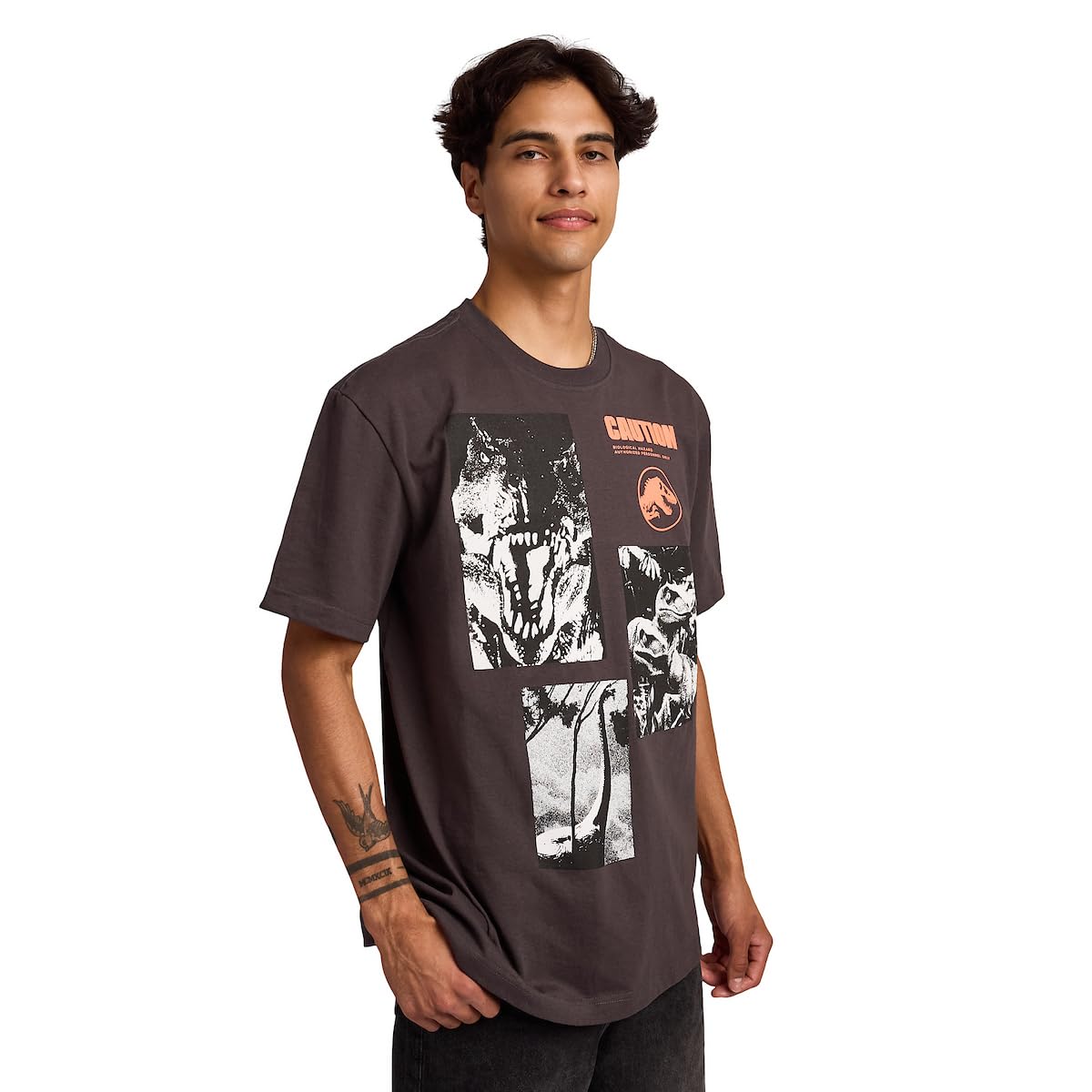 Jurassic Park 1993 Men's Gray Double-Sided Short Sleeve Tee