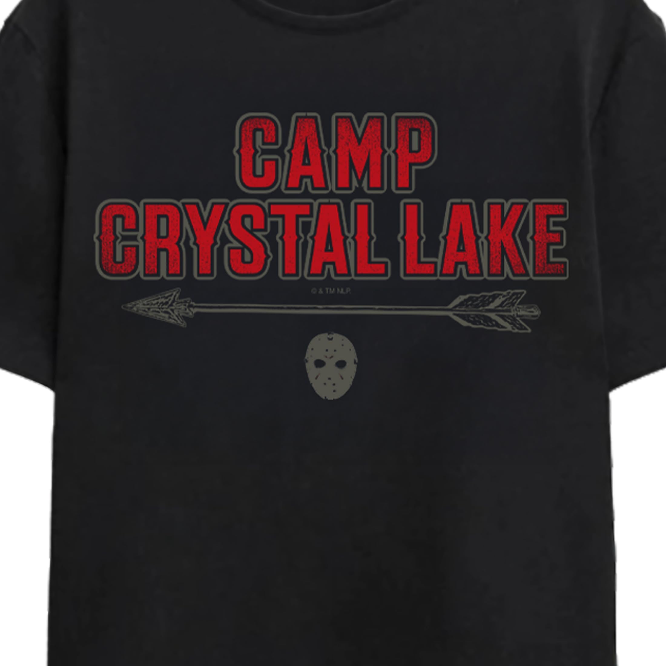 Friday The 13th Camp Crystal Lake Mask & Arrow Adult Black Crew Neck Short Sleeve T-shirt