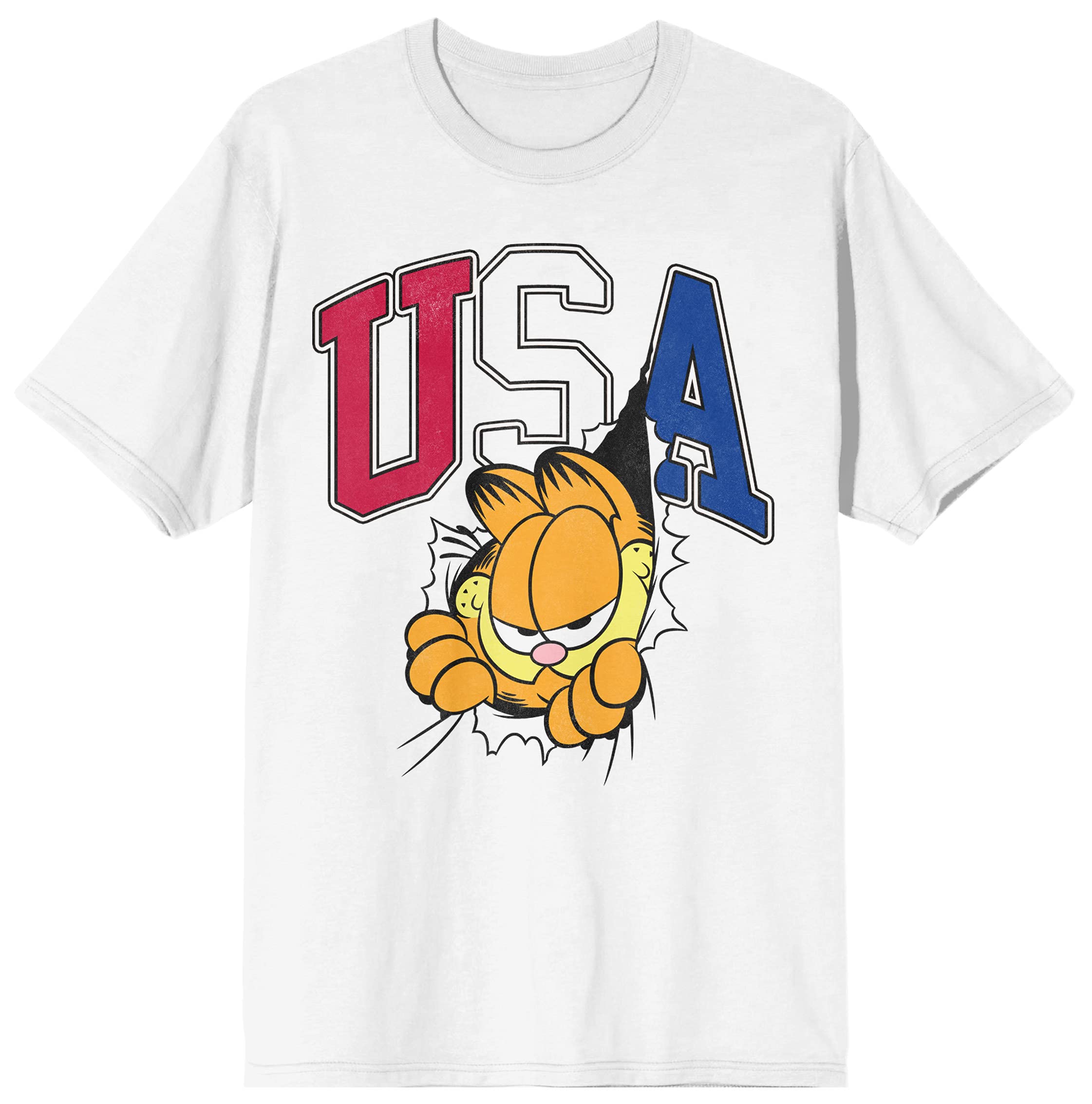 Garfield Classic Cat Cartoon USA Mens White Graphic Tee Shirt
