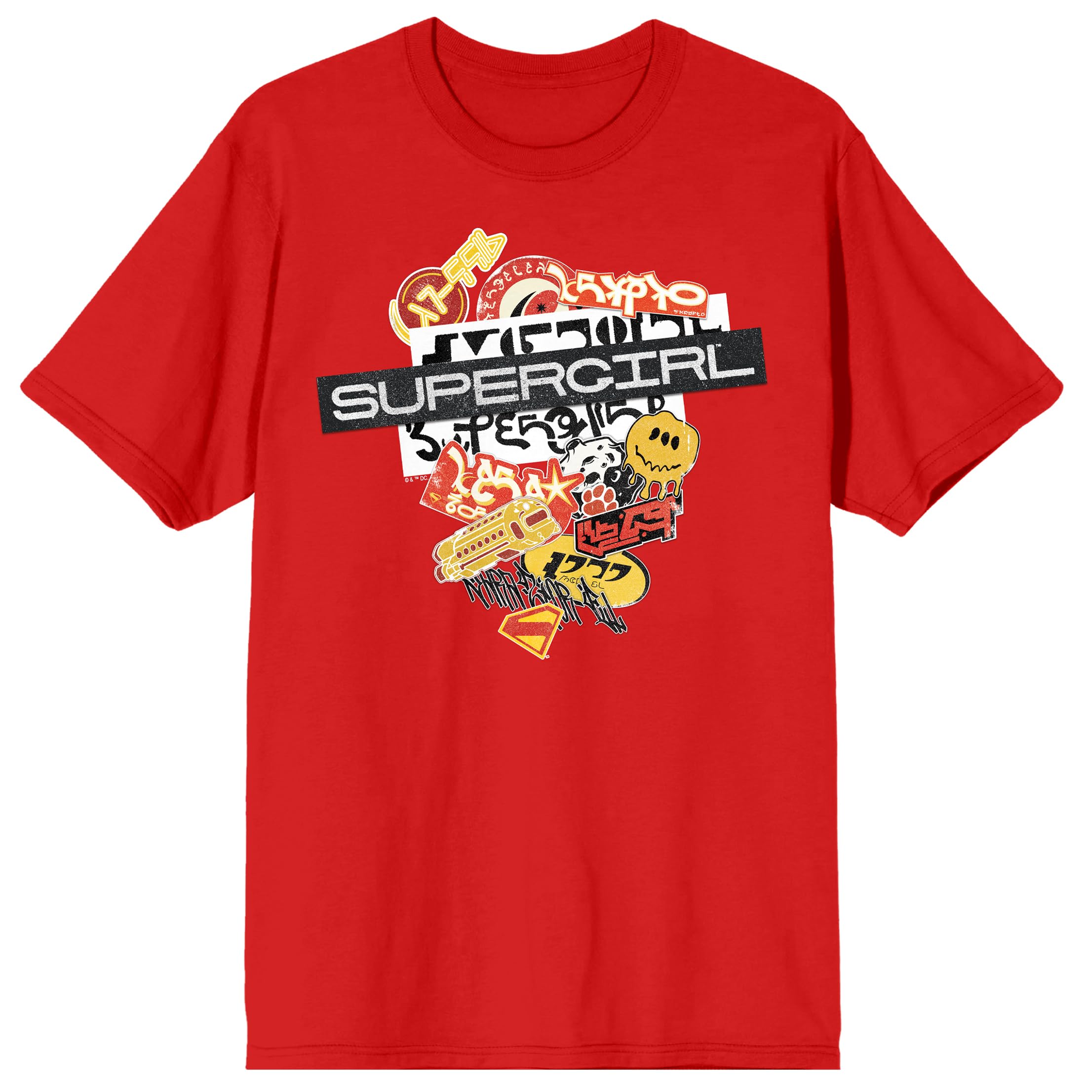 Supergirl Movie (2026) Sticker Art Men’s Red Crew Neck Short Sleeve T-shirt
