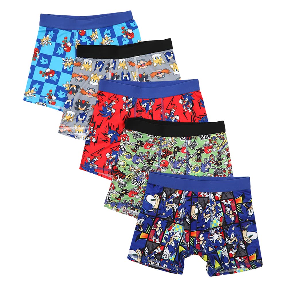 Sonic the Hedgehog Boys Boxer Briefs Set - 5 Pack Kids Underwear