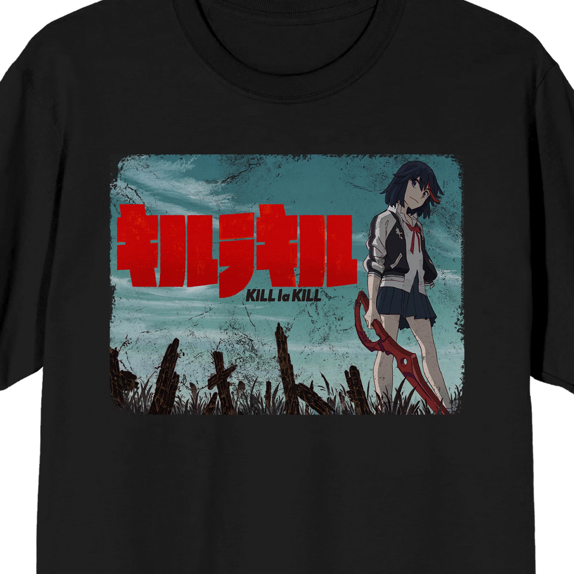 Kill La Kill Ryuko Matoi Logo Adult Black Crew Neck Short Sleeve T-shirt