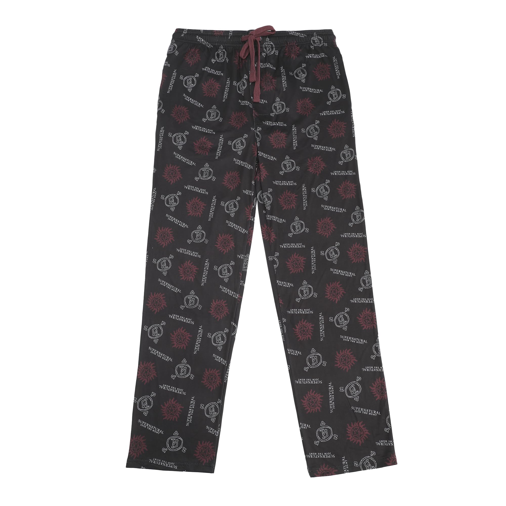 Supernatural Logo & Runes All-Over Print Men's Black Sleep Pajama Pants