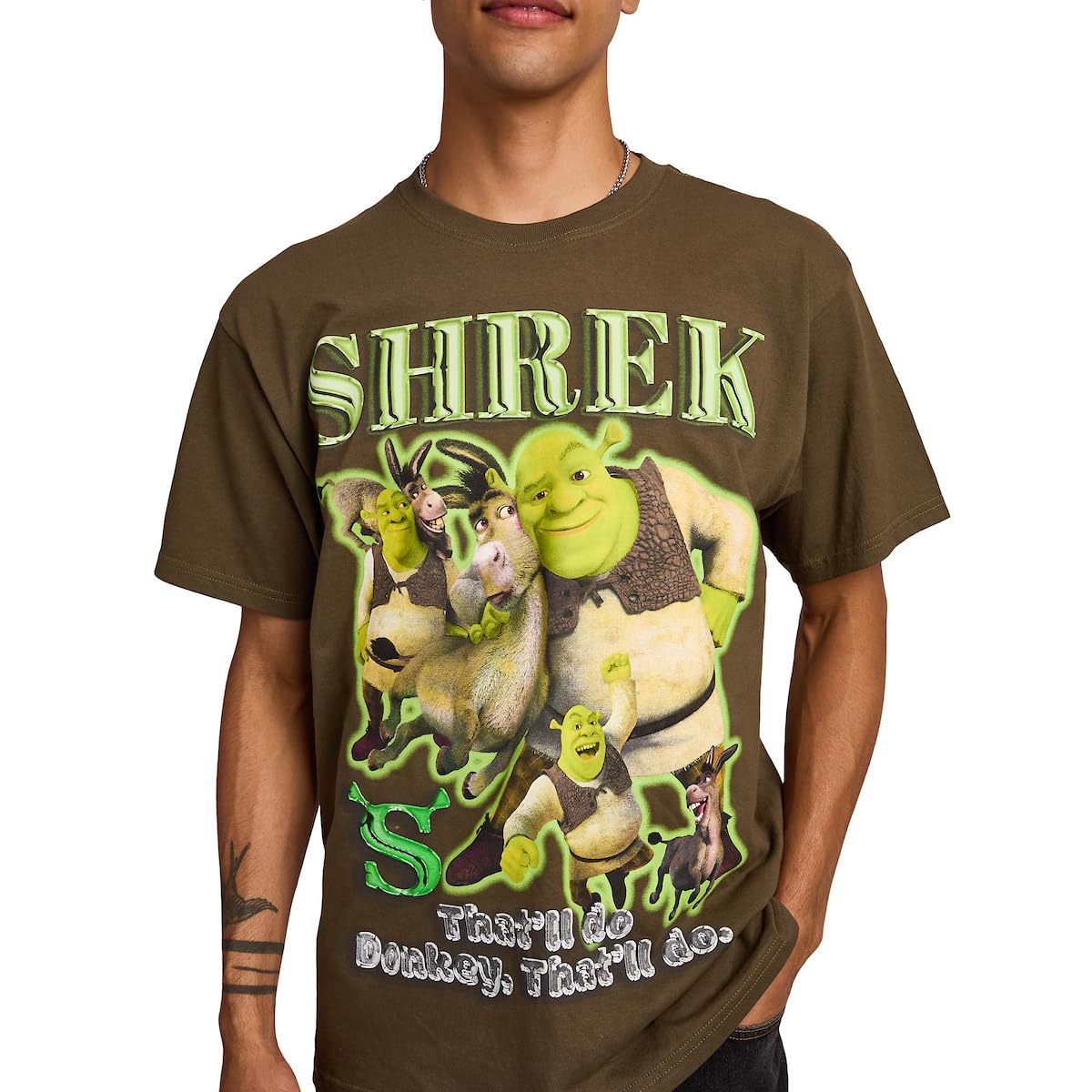 Shrek That'll Do Donkey Men's Brown Crew Neck Short Sleeve T-shirt