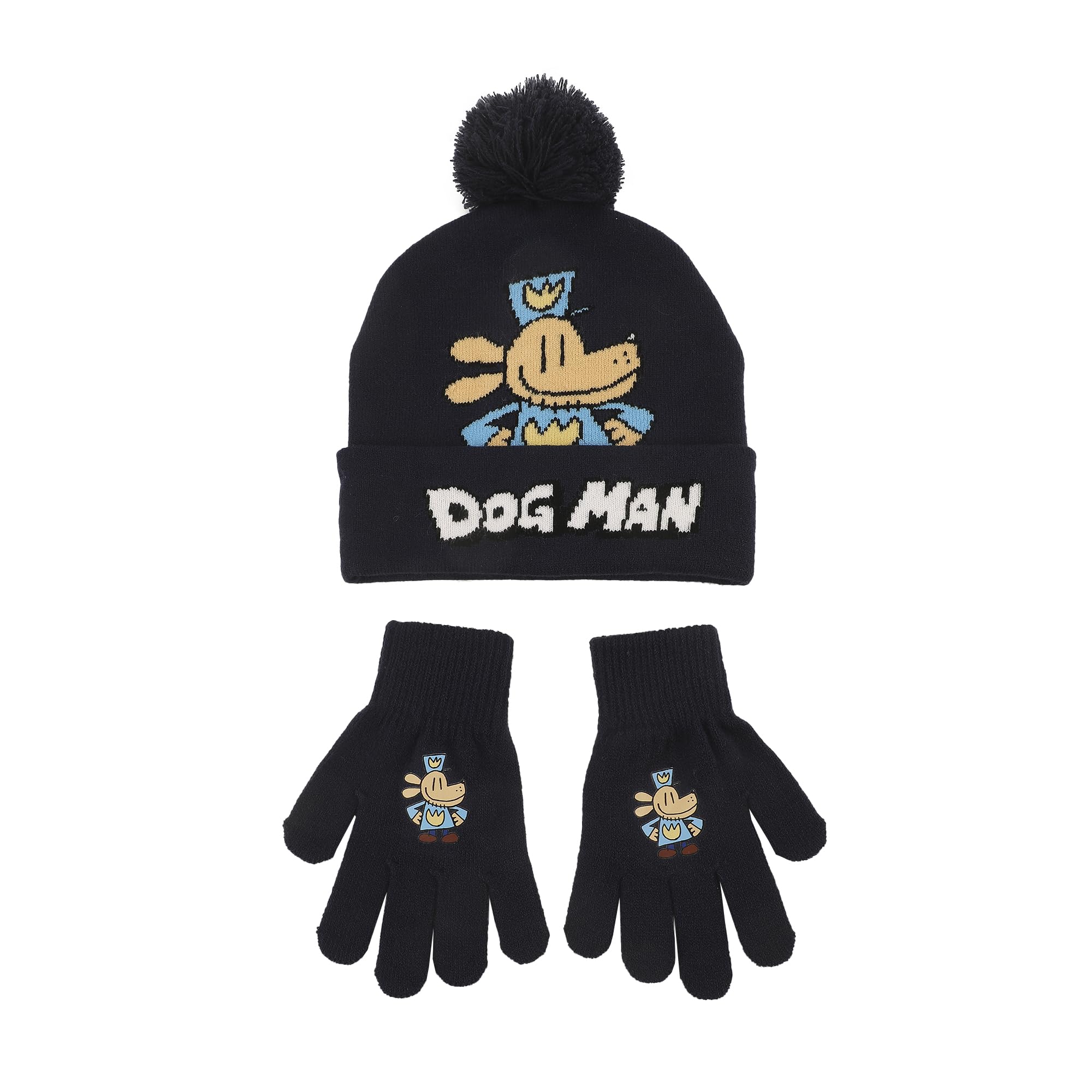 Dog Man Heroic Pose Youth 2-Piece Knit Beanie & Gloves Set