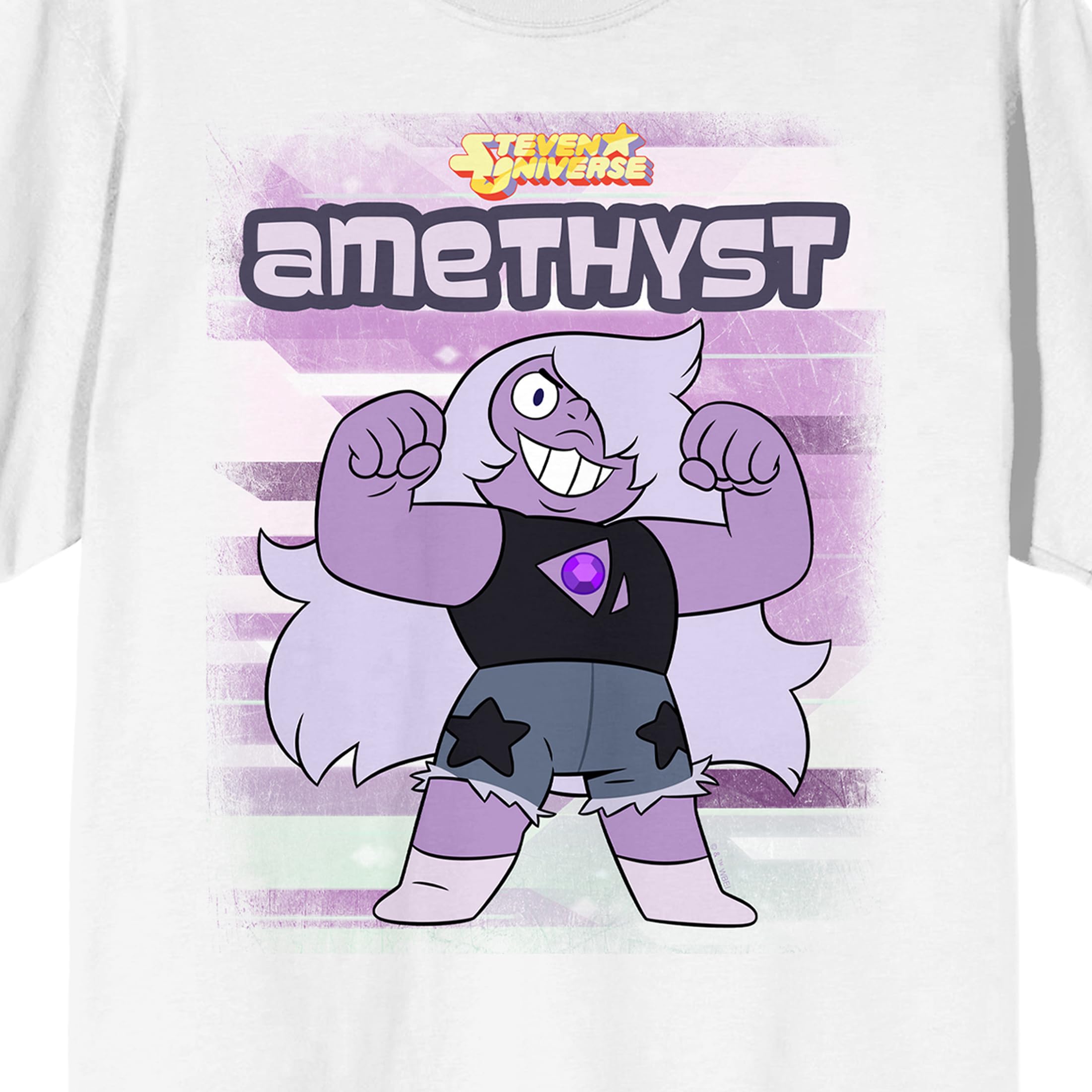Steven Universe Amethyst Flexing Pose Adult White Short Sleeve Tee