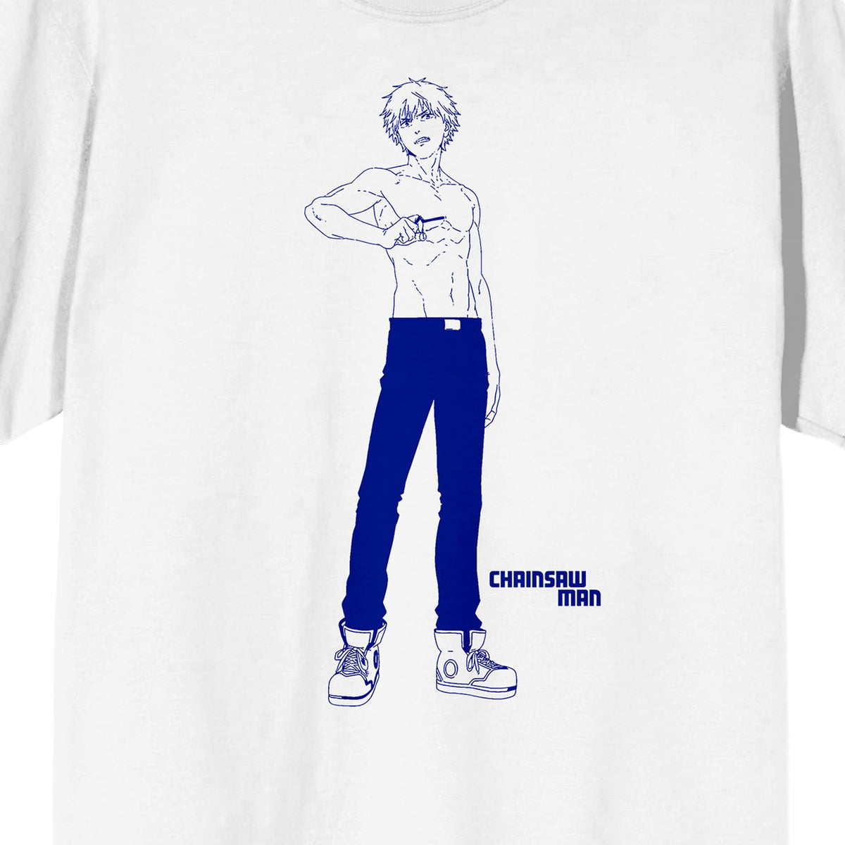 Chainsaw Man Denji Crew Neck Short Sleeve Men's White T-shirt