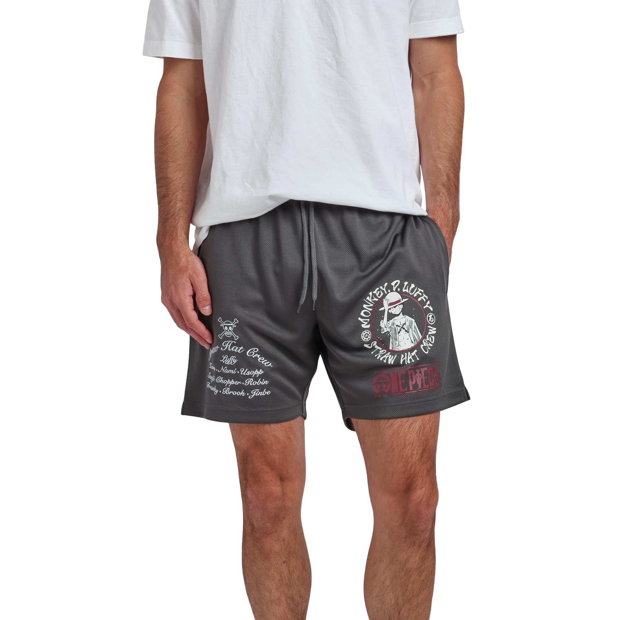 One Piece Monkey D Luffy's Straw Hat Crew Men's Gray Lounge Shorts