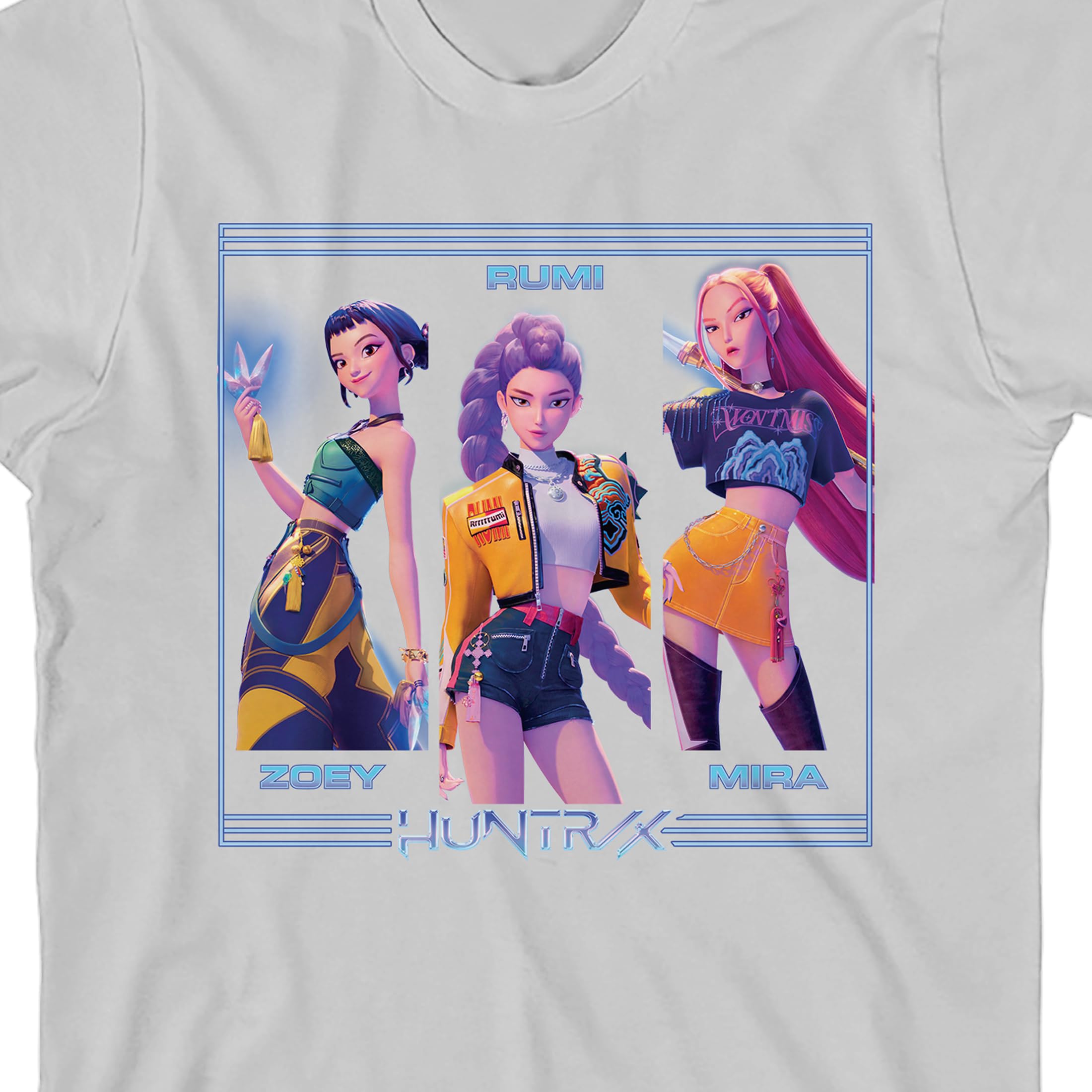 KPop Demon Hunters Huntrix on White Short Sleeve Youth T Shirt