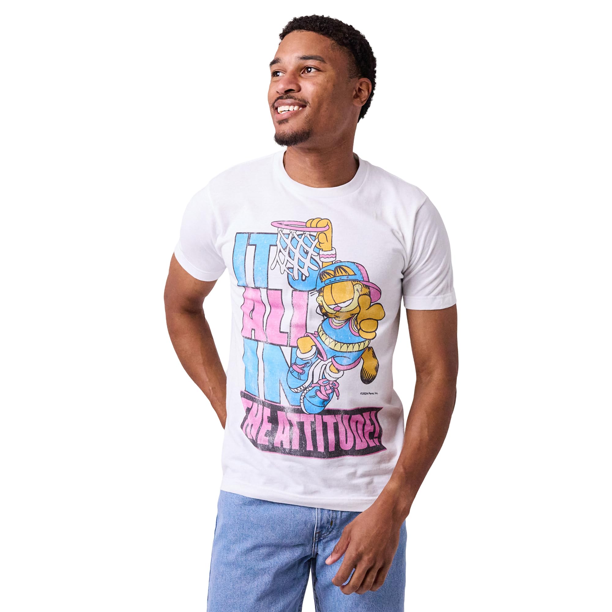 Garfield It's All In The Attitude Men's White Crew Neck Short Sleeve T-shirt