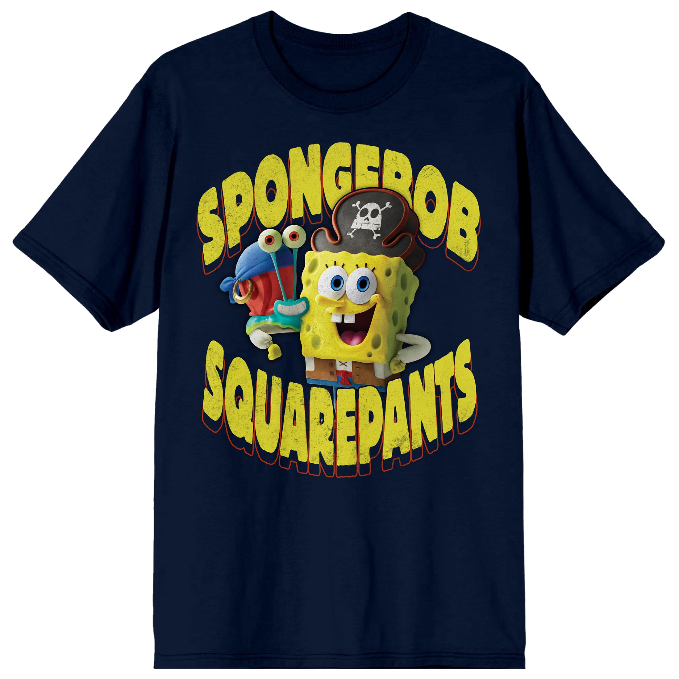 The SpongeBob Movie: Search For SquarePants (2025) SpongeBob and Gary as Pirates Men's Navy Blue Short Sleeve Tee