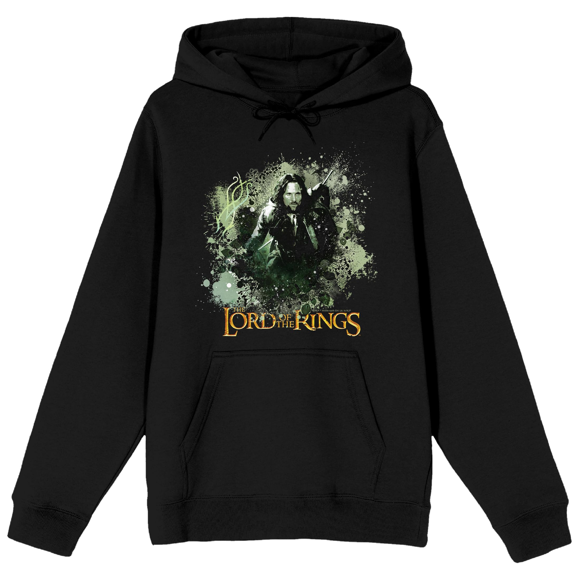 Lord Of The Rings Aragorn Ink Splash Forest Adult Black Long Sleeve Hooded Sweatshirt