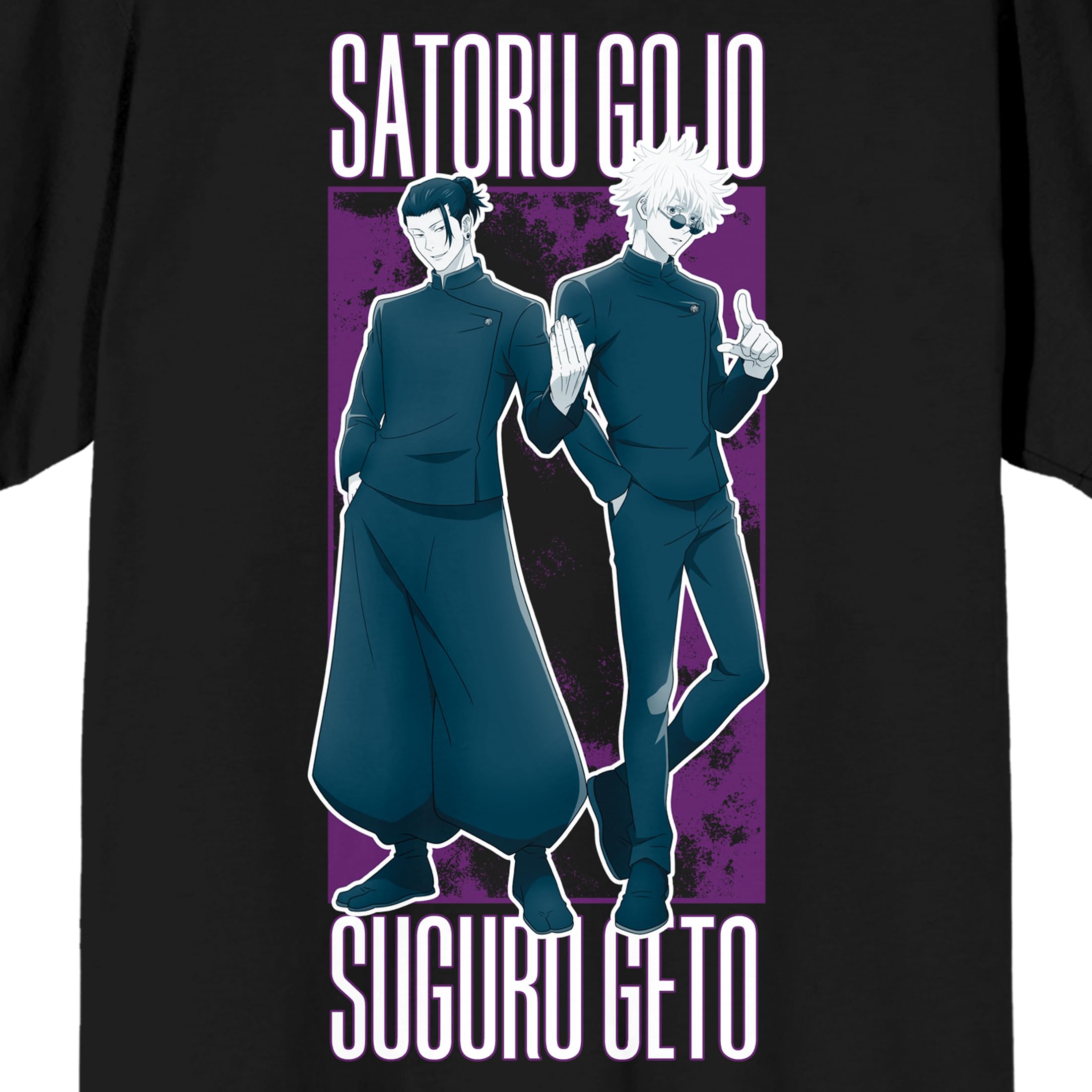 Jujutsu Kaisen Gojo & Geto Adult Black Crew Neck Short Sleeve T-shirt