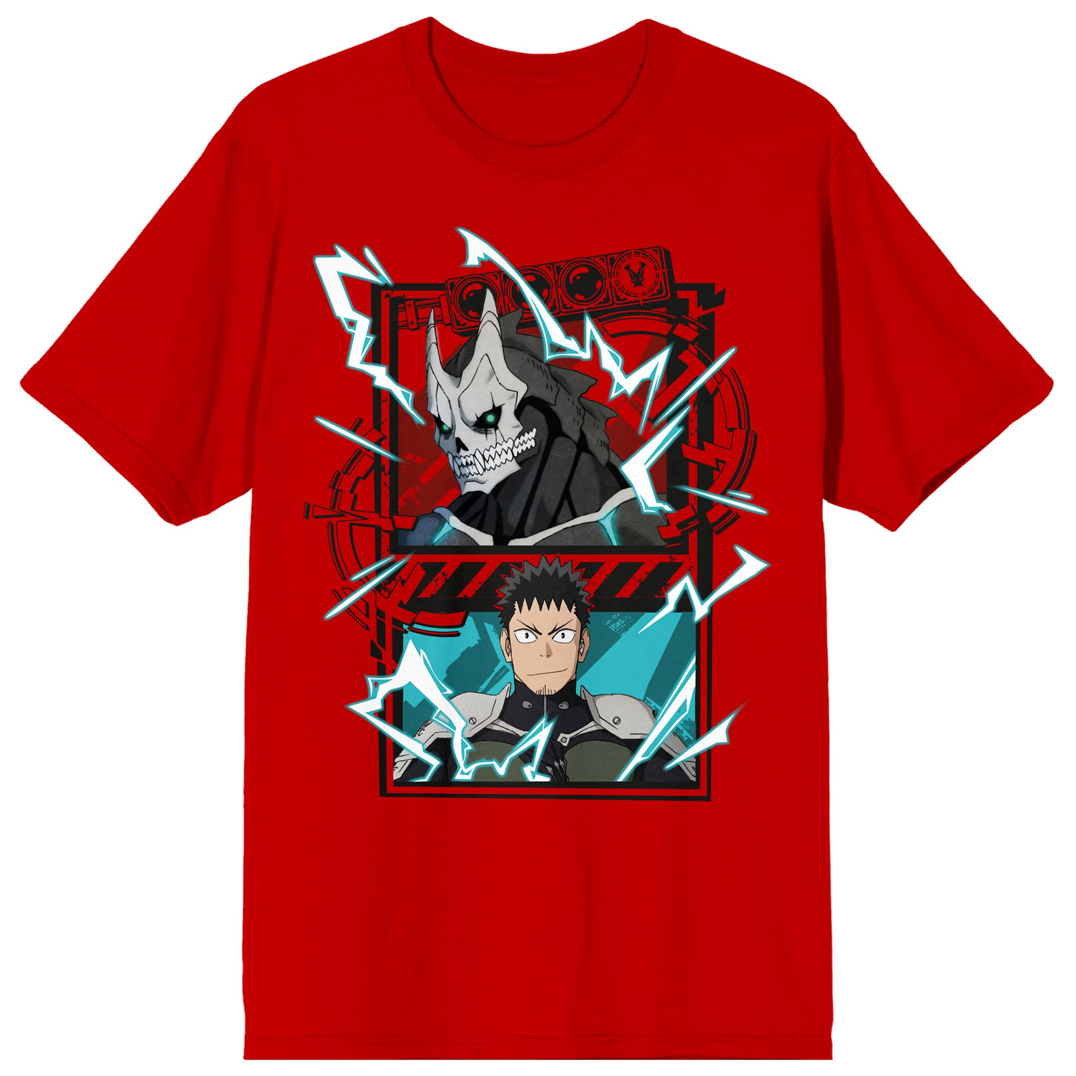 Kaiju No. 8 Kafka Hibino Lightning Streaks Men's Red Crew Neck Short Sleeve T-shirt