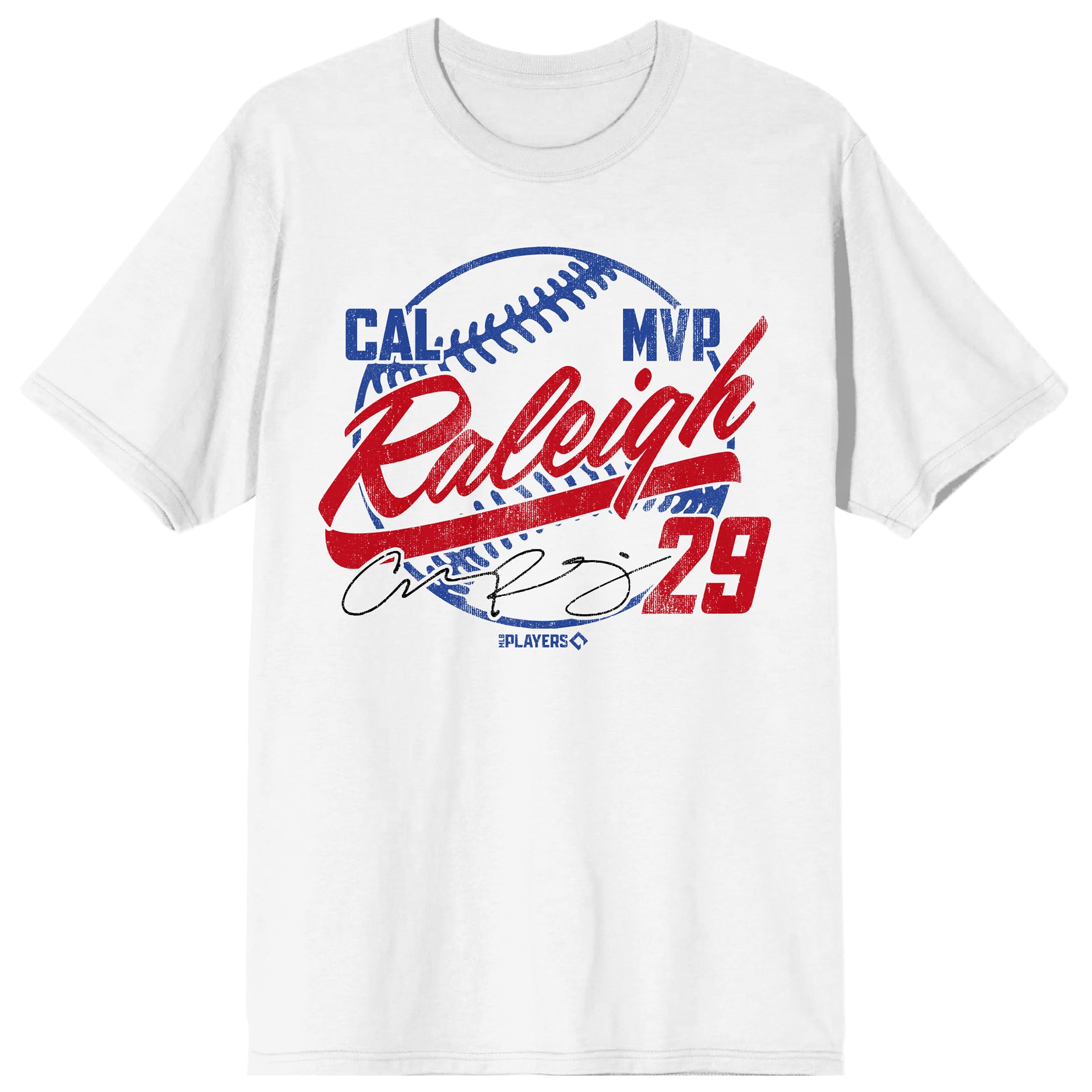 MLBPA Cal Raleigh 29 Baseball Adult White Crew Neck Short Sleeve T-shirt