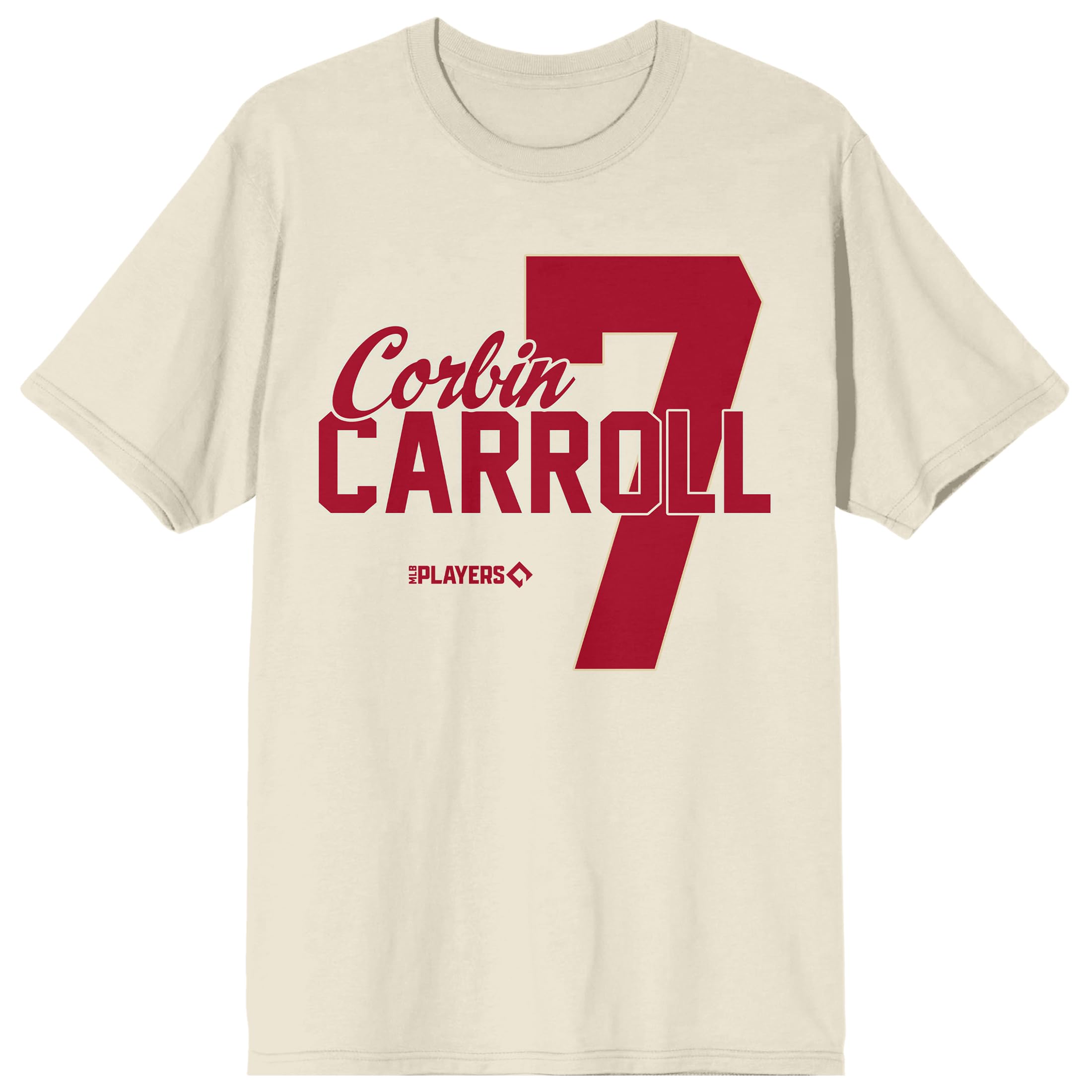 MLBPA Corbin Carroll 7 Adult Natural Crew Neck Short Sleeve T-shirt