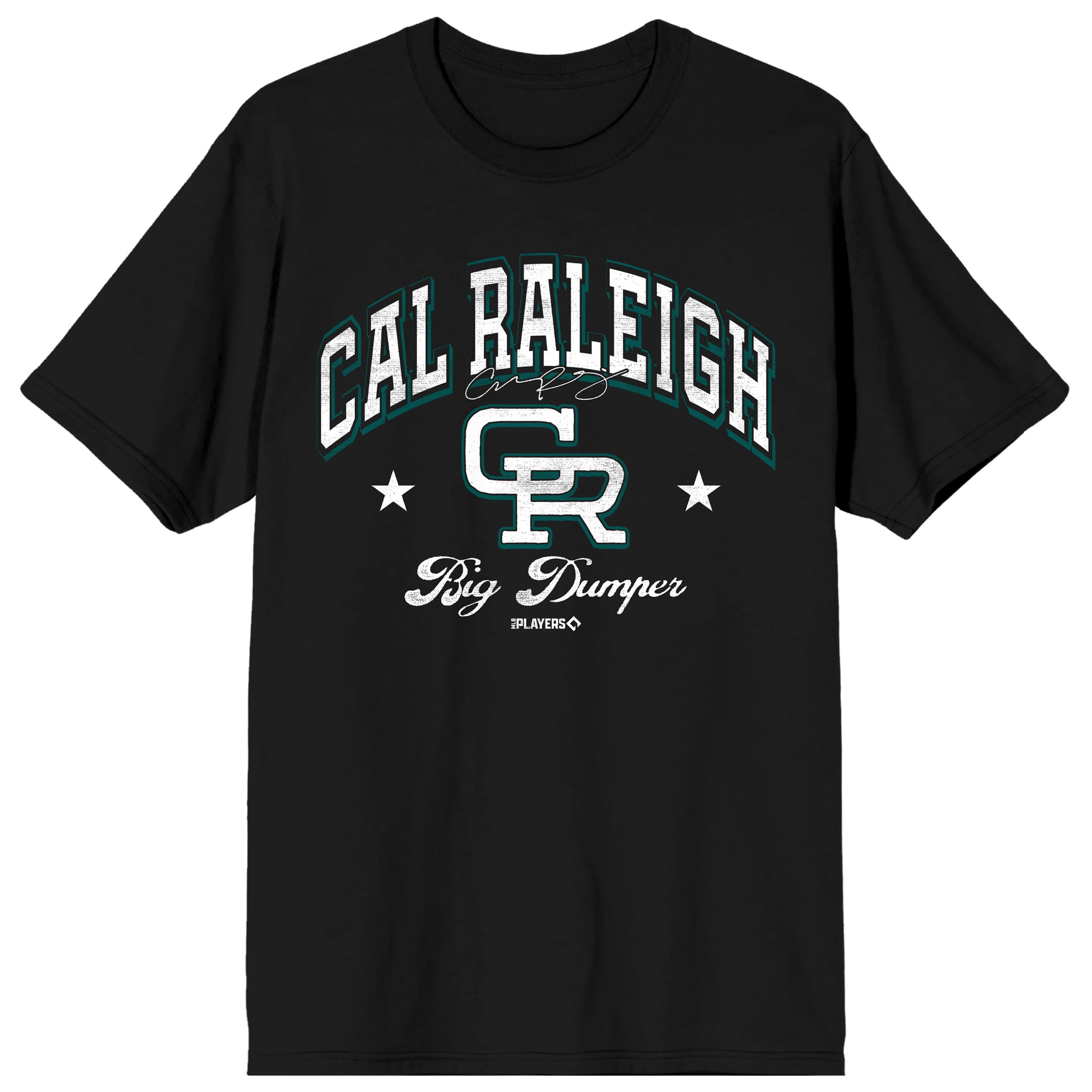 MLBPA Cal Raleigh CR Adult Black Crew Neck Short Sleeve T-shirt
