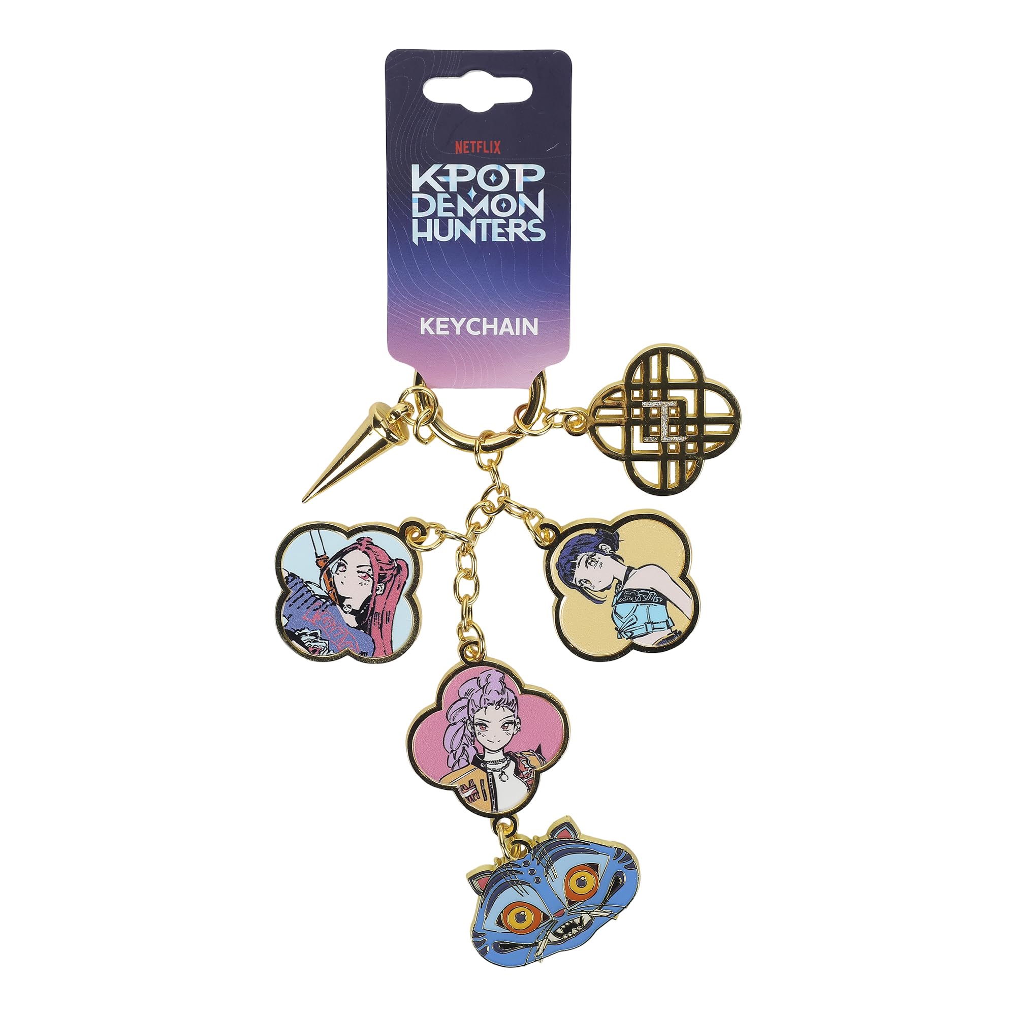 KPop Demon Hunters Favorite Characters Zooey, Rumi, Mira & Derpy Tiger Multi Charm Keychain