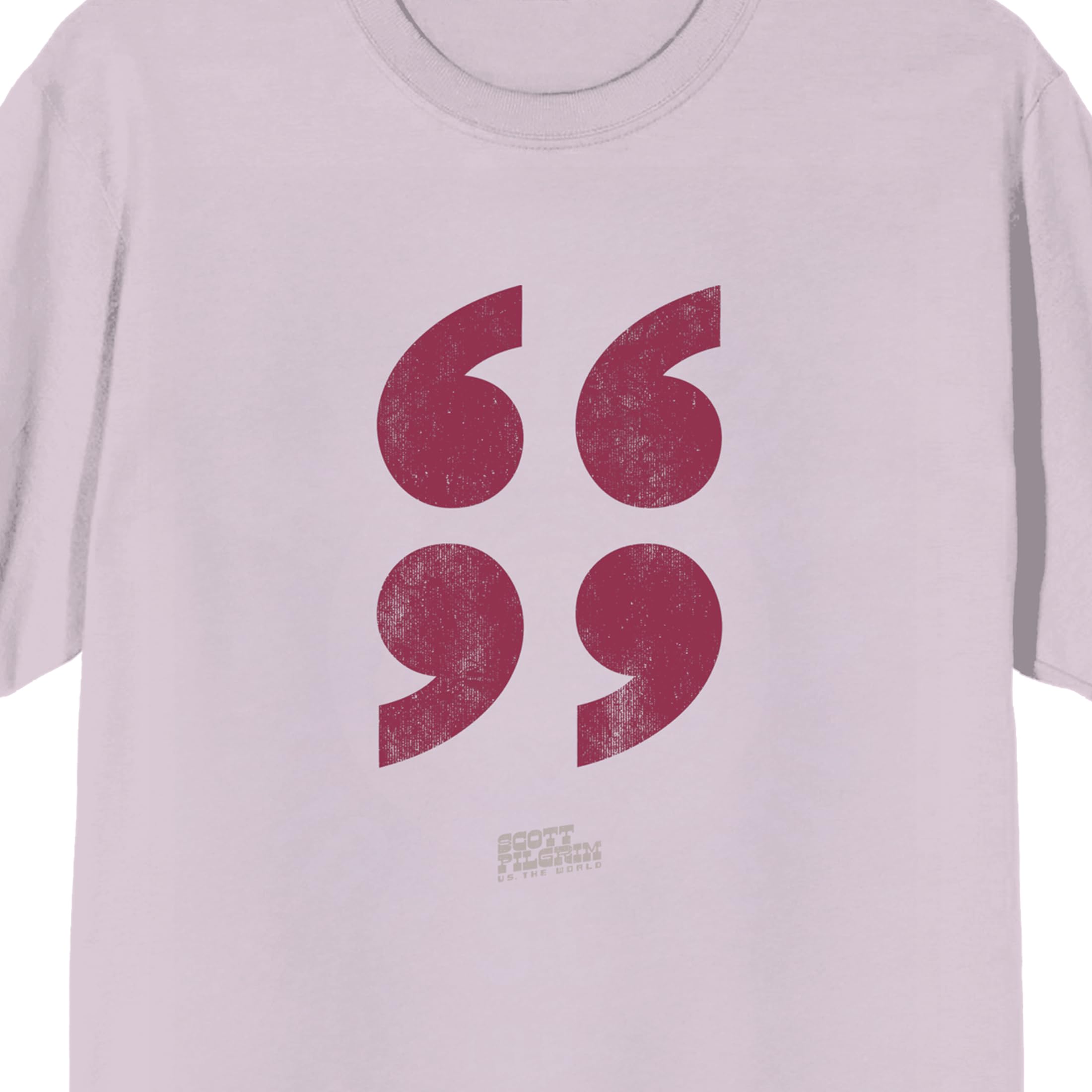 Scott Pilgrim vs. the World Air Quotes on Pink Adult T-Shirt