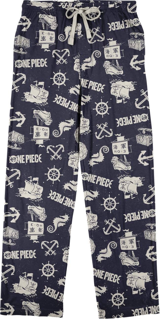 One Piece Live Action Maritime Icons Men's Navy Sleep Pajama Pants