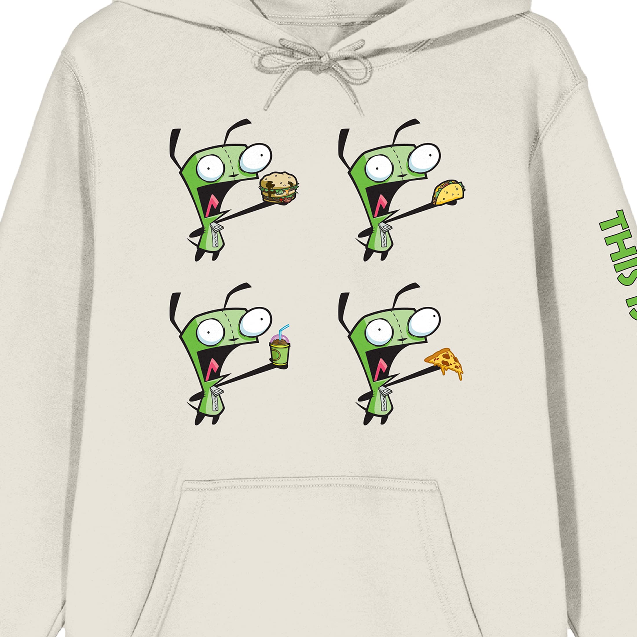 Invader Zim Gir Eating Snacks Men's Natural Hoodie