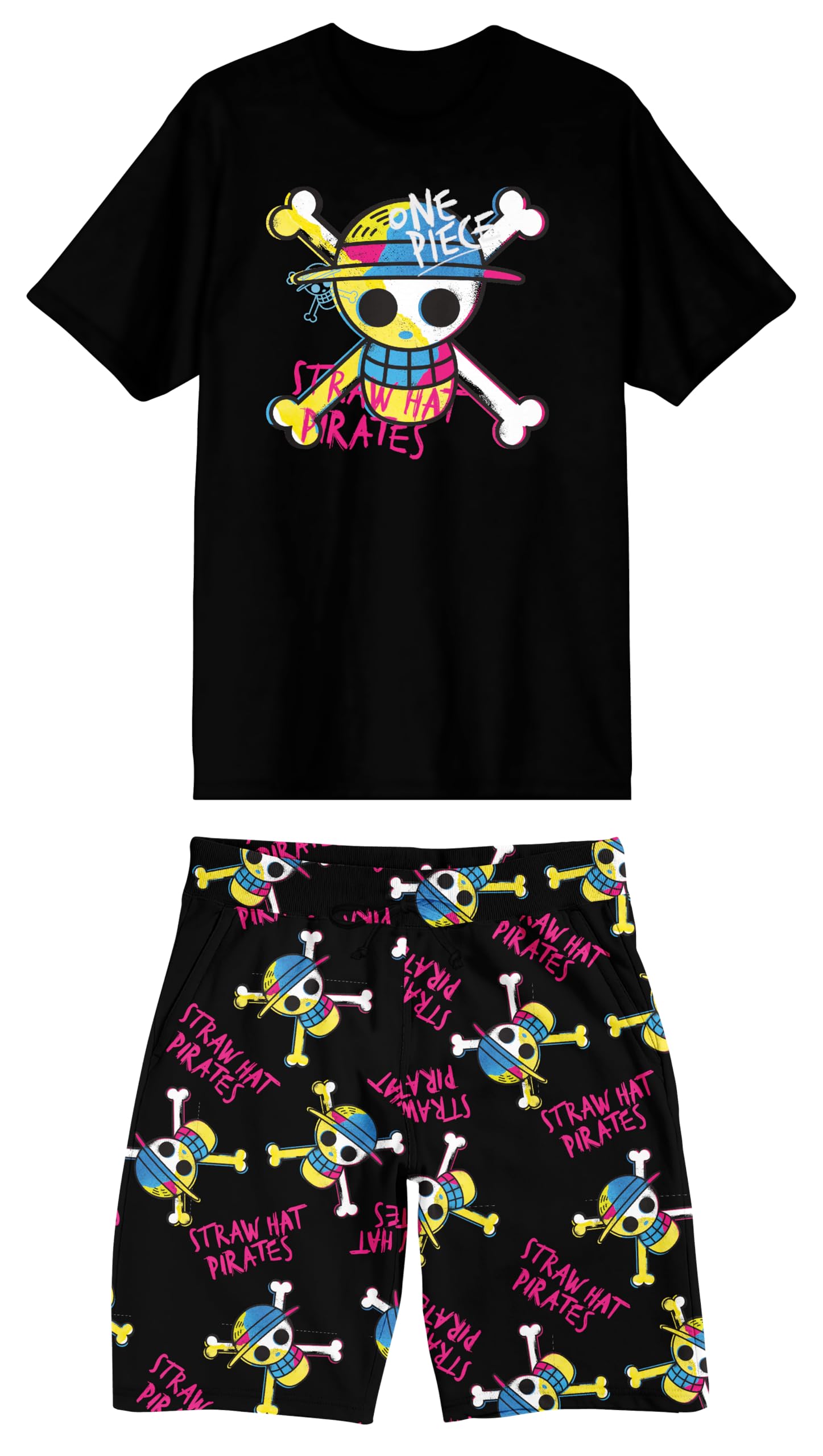 One Piece Live Action Straw Hat Skull & Crossbones Logo Men's 2-Pack Pajama Set