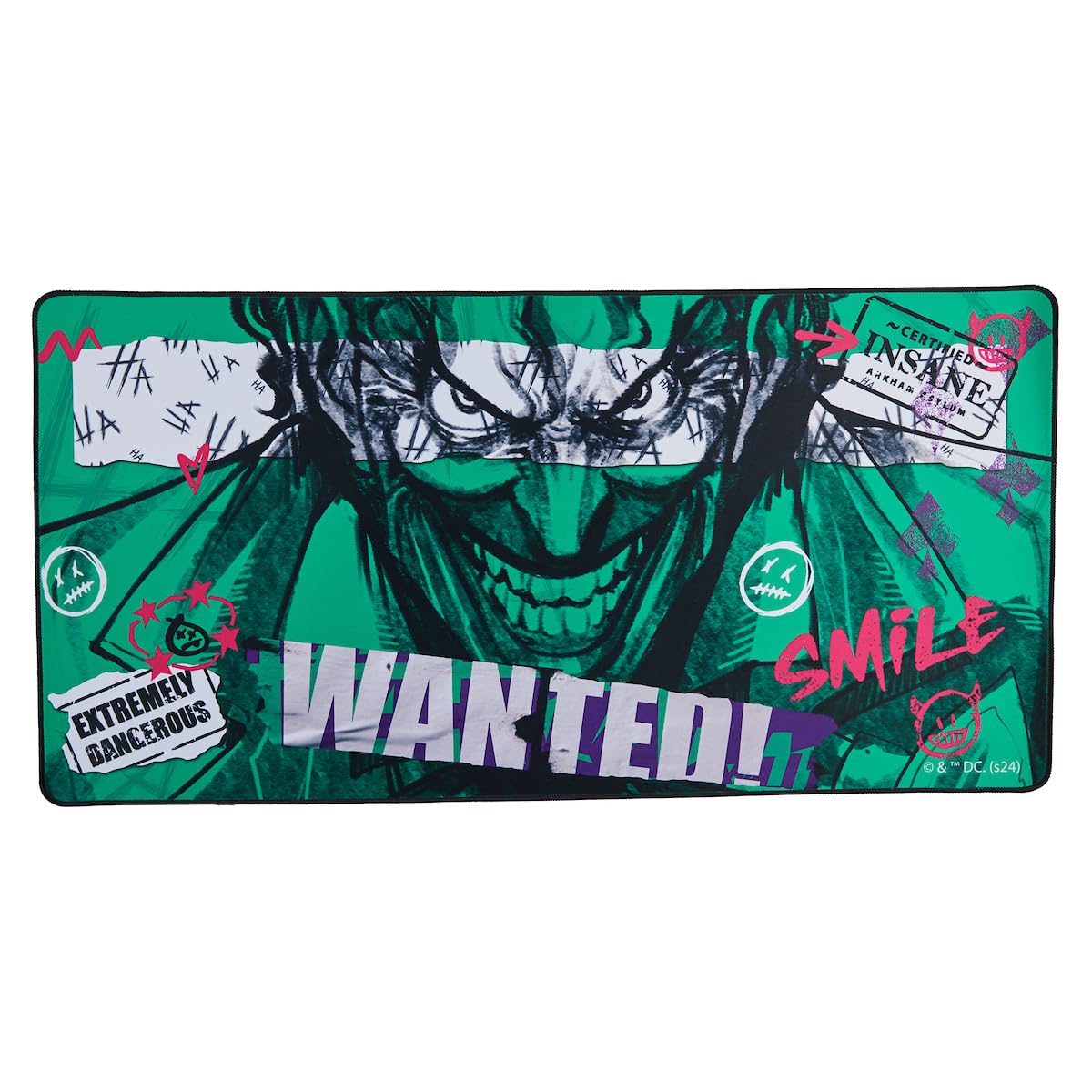 Batman Joker Wanted Sketch 31.5" x 15.5" Green Desk Mat