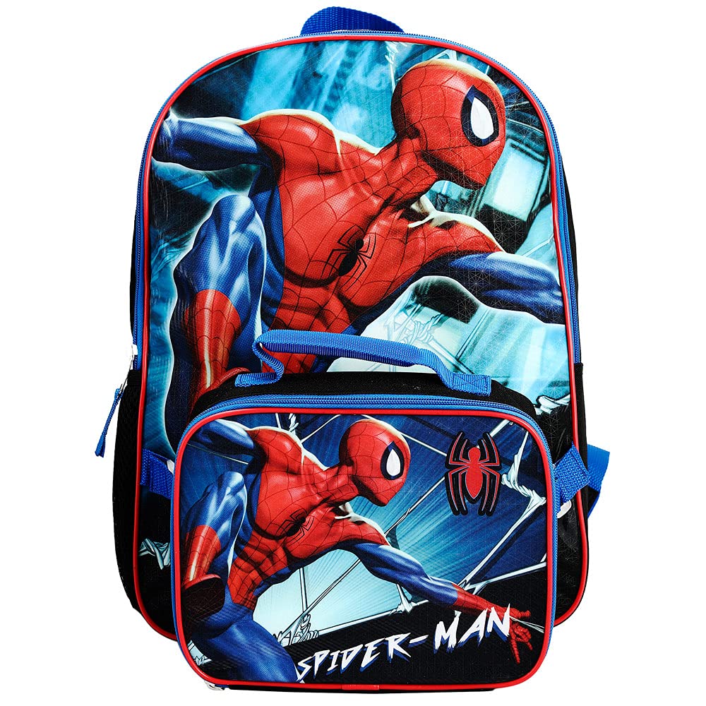 Marvel Spider-Man Superhero 2-Pc Kids Backpack and Lunch box Set for boys
