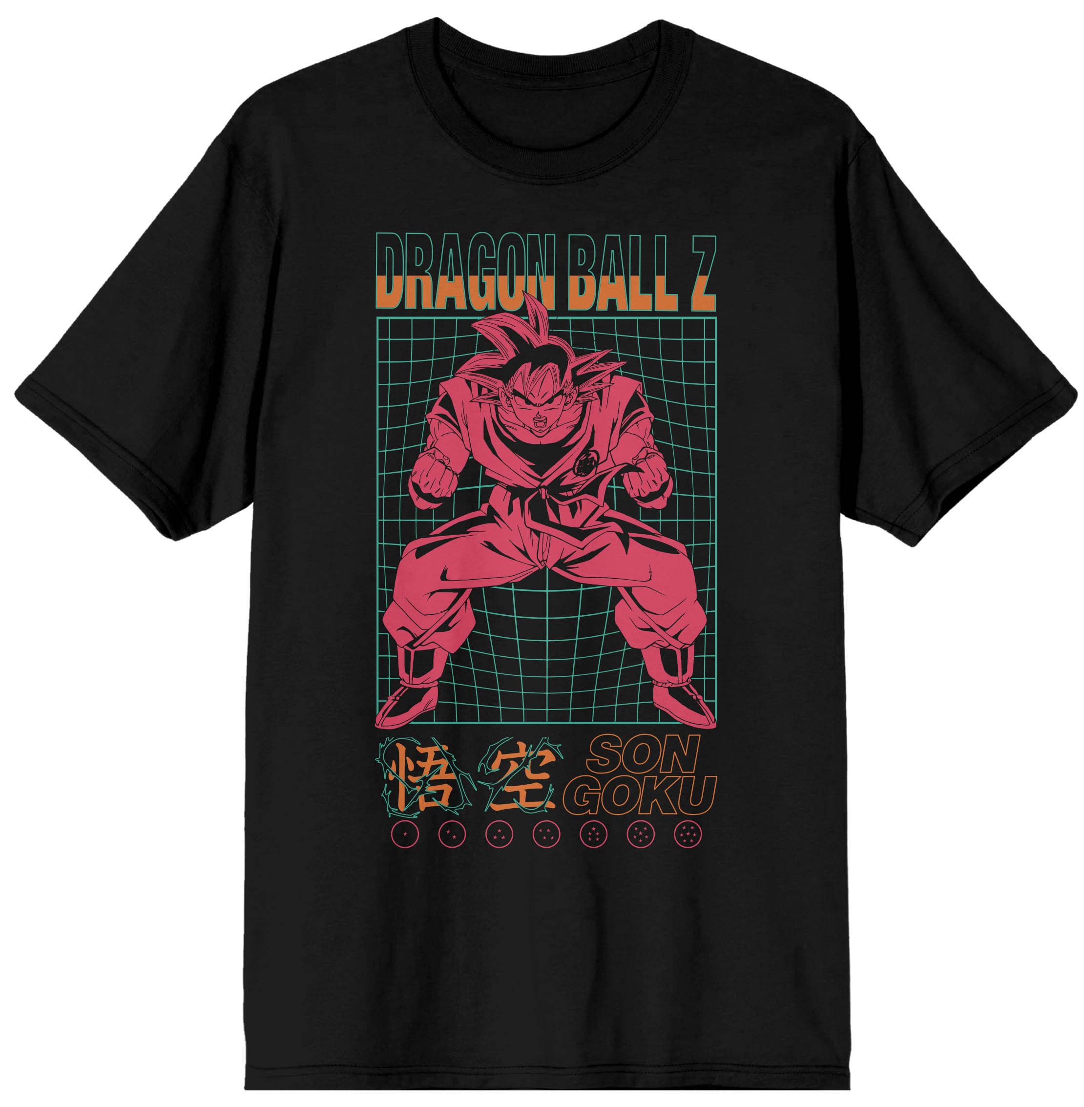 Dragon Ball Z Son Goku Kaio Ken Grid Men's Black T-shirt