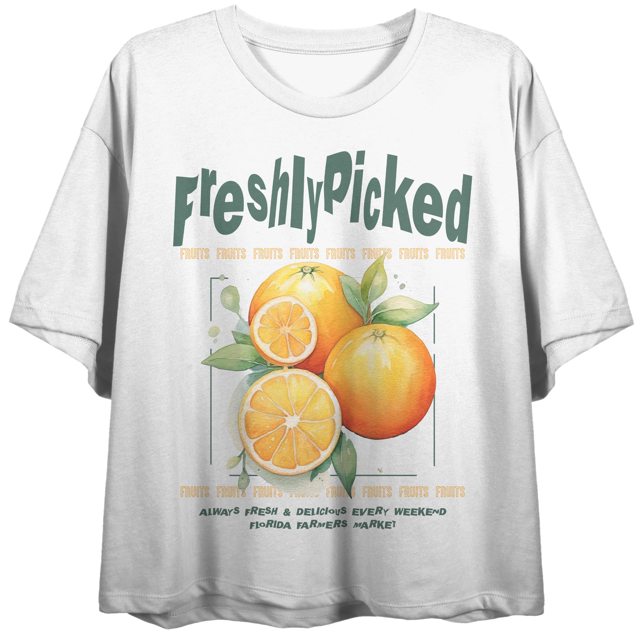 Freshly Picked Oranges Crew Neck Short Sleeve Tofu Women's Crop Top