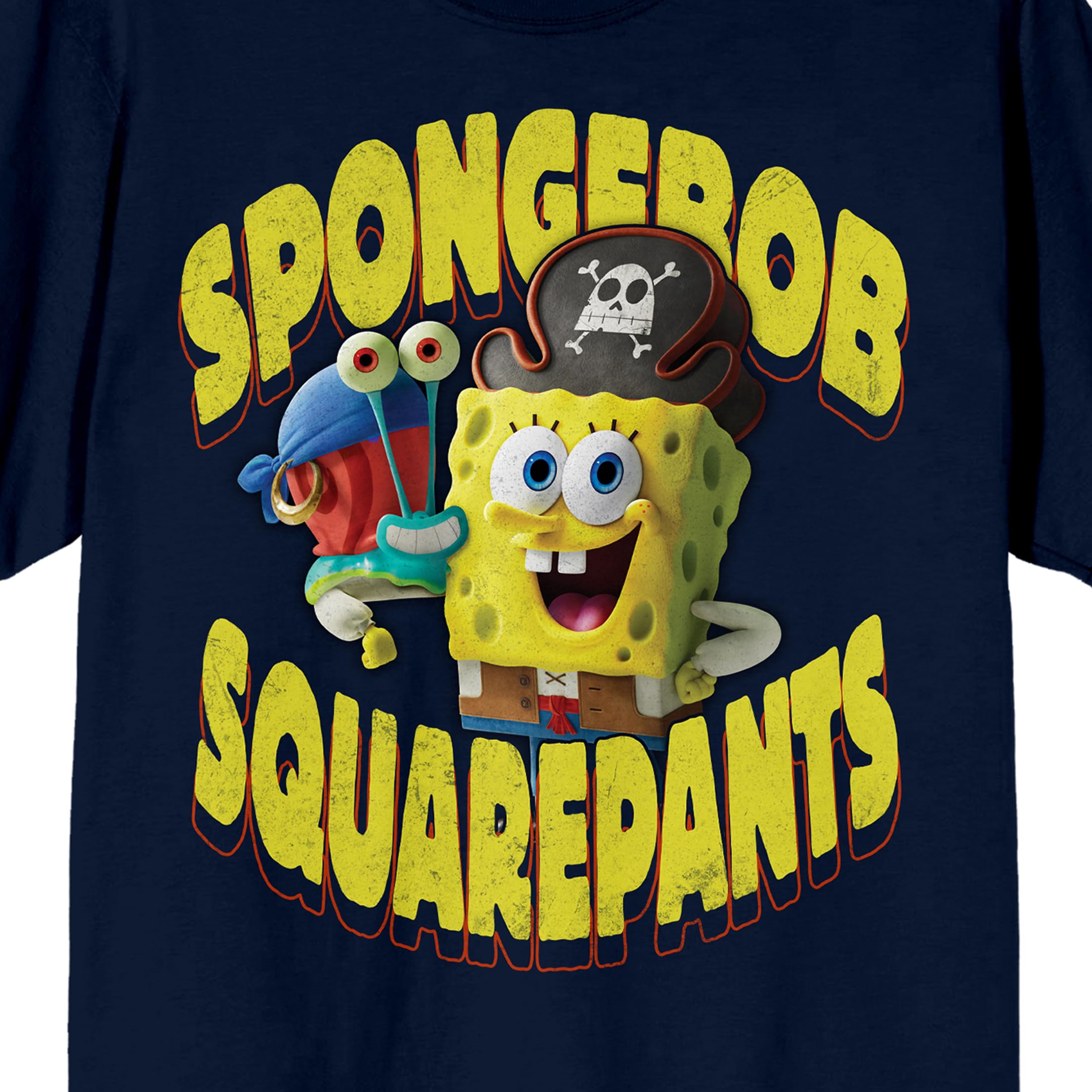 The SpongeBob Movie: Search For SquarePants (2025) SpongeBob and Gary as Pirates Men's Navy Blue Short Sleeve Tee
