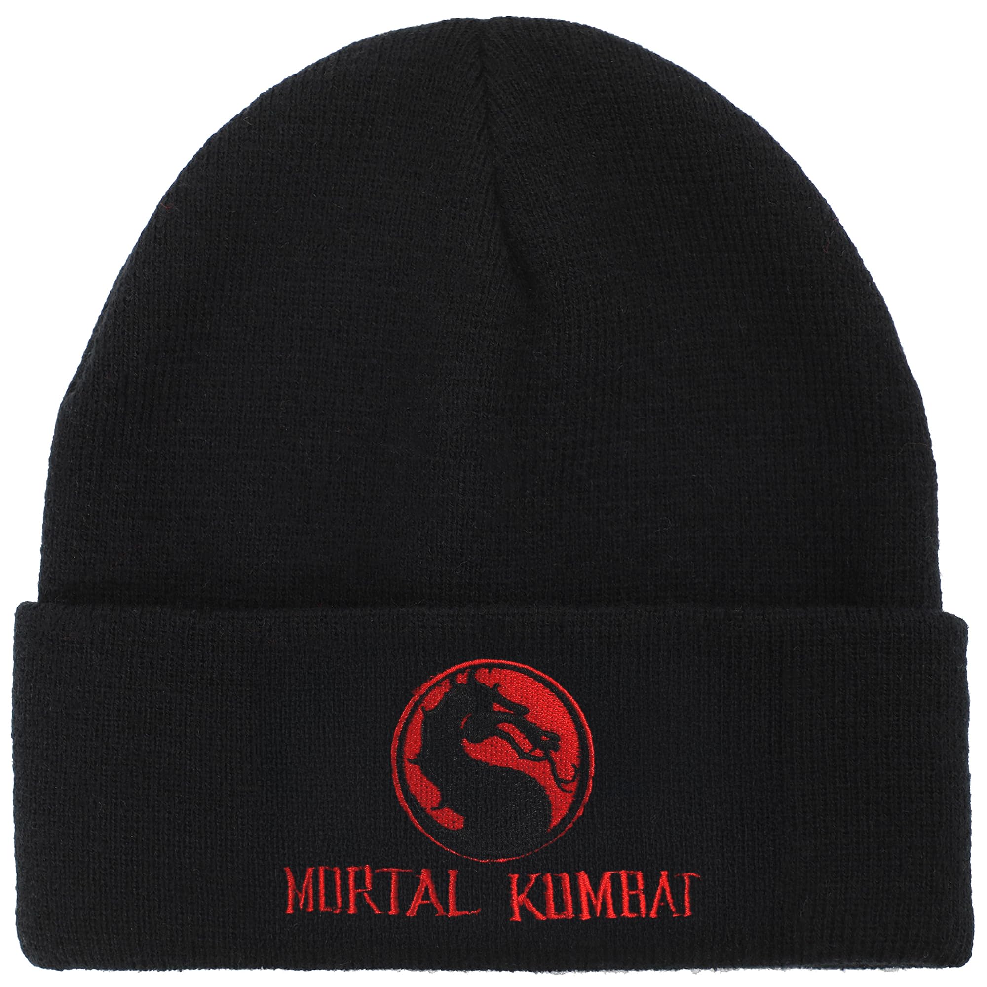 Mortal Kombat Classic Title Art Adult Black Ribbed Beanie