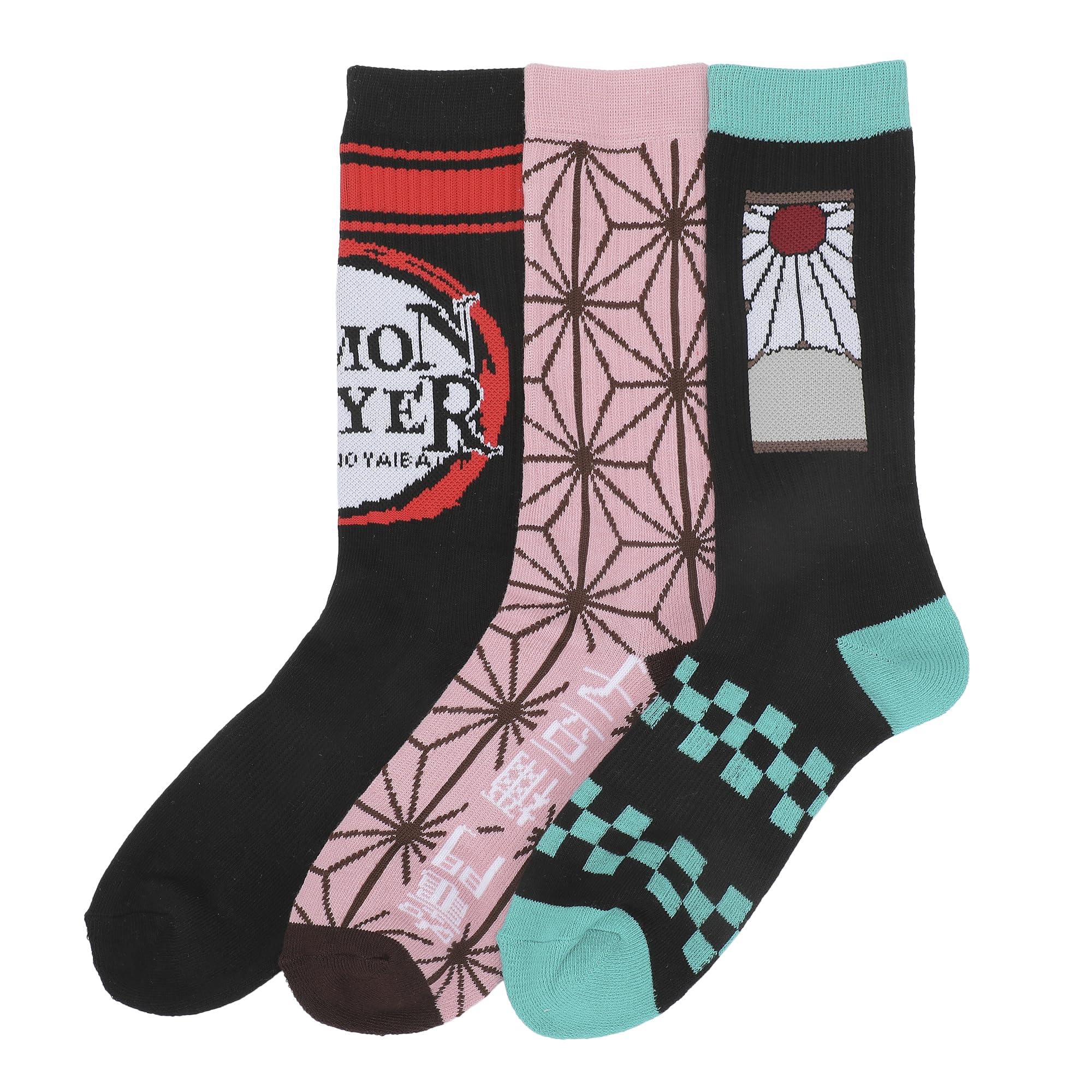 Demon Slayer Character Patterns Men's 3-Pair Pack Athletic Crew Socks