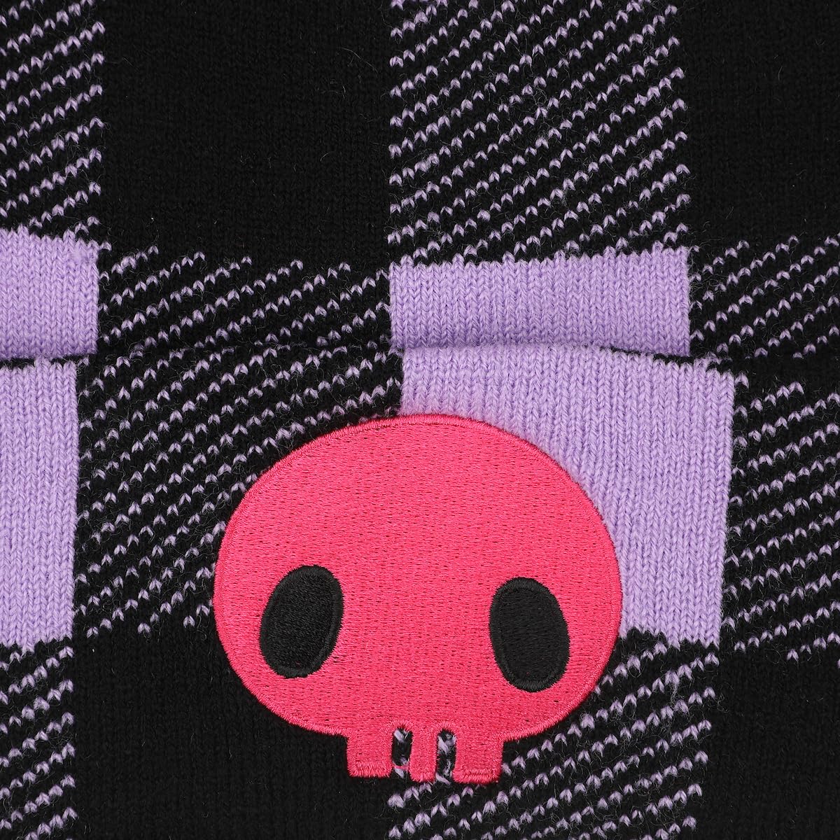 Kuromi Hood Purple Plaid Cuff Beanie