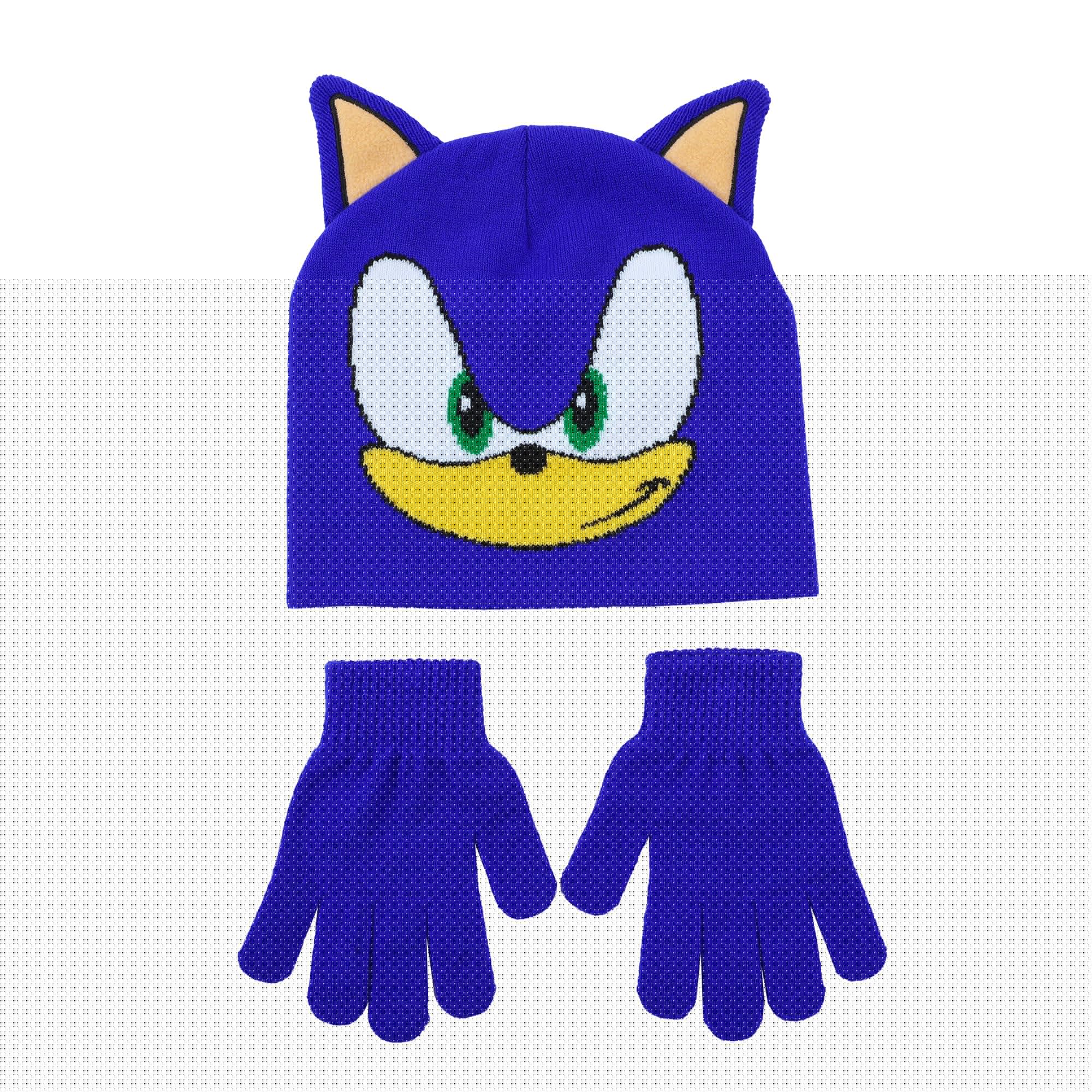 Sonic the Hedgehog Classic Character Youth Winter Hat And Knit Gloves Cold Weather Set