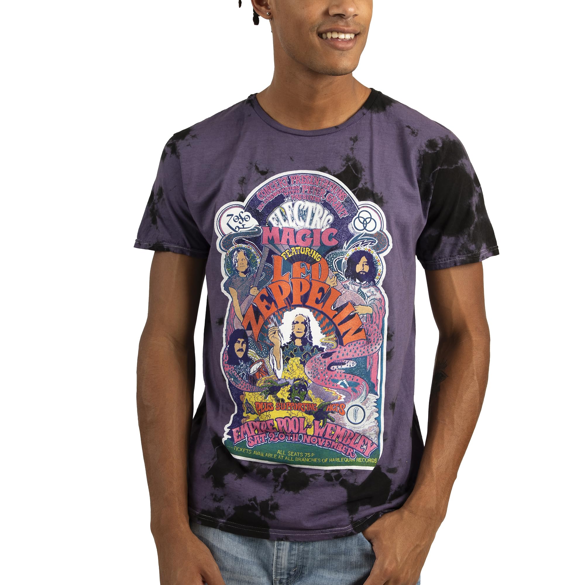 Led Zeppelin Electric Magic Colors T-Shirt - Sparse Purple Black Cloud Wash