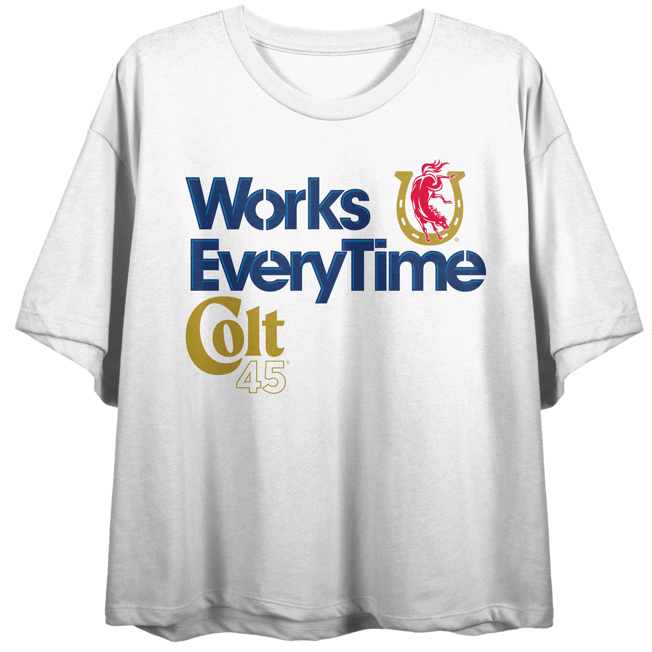 Colt 45 Works Every Time Women's White Crop Tee
