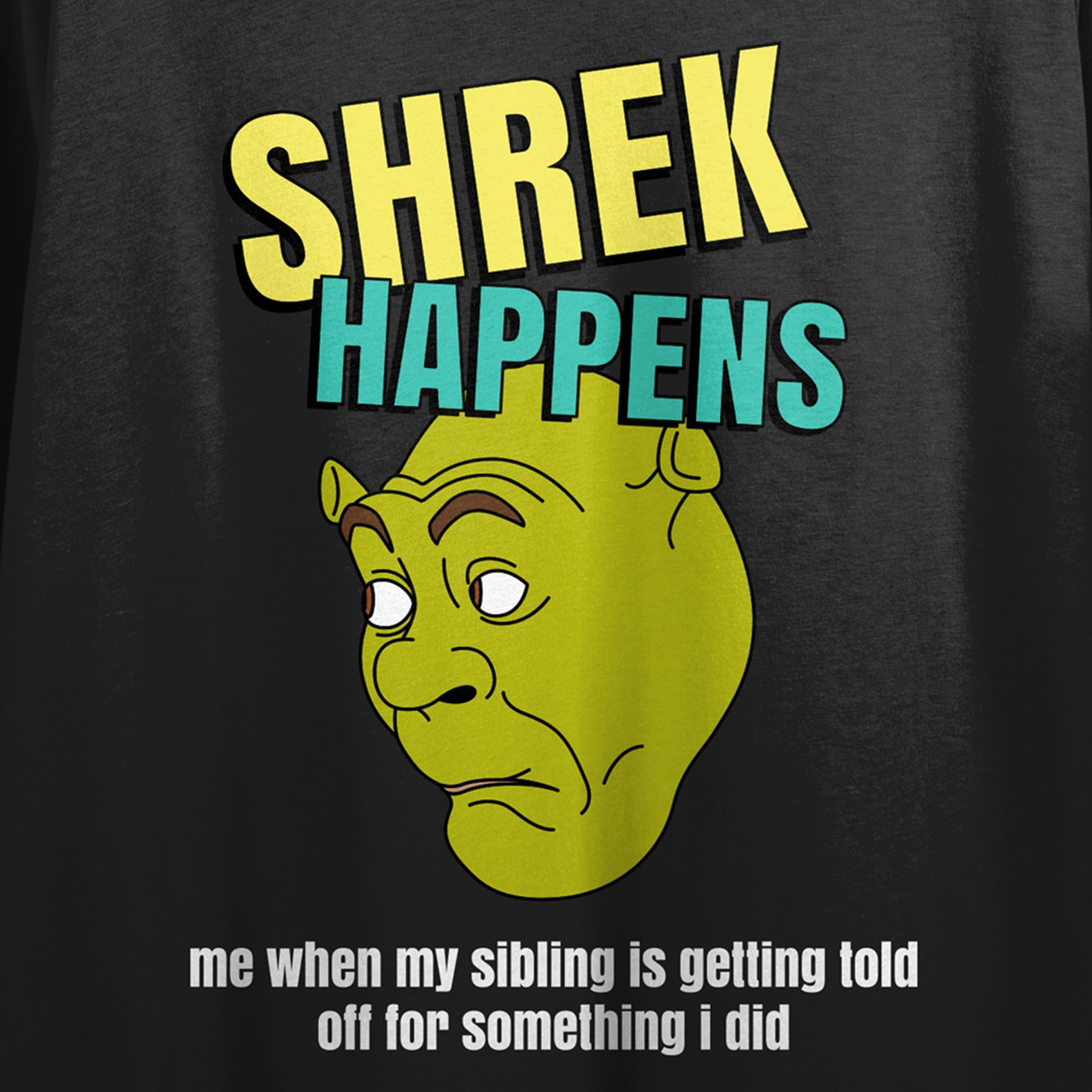 Shrek Head Shrek Happens Crew Neck Short Sleeve Women's Black Crop Top