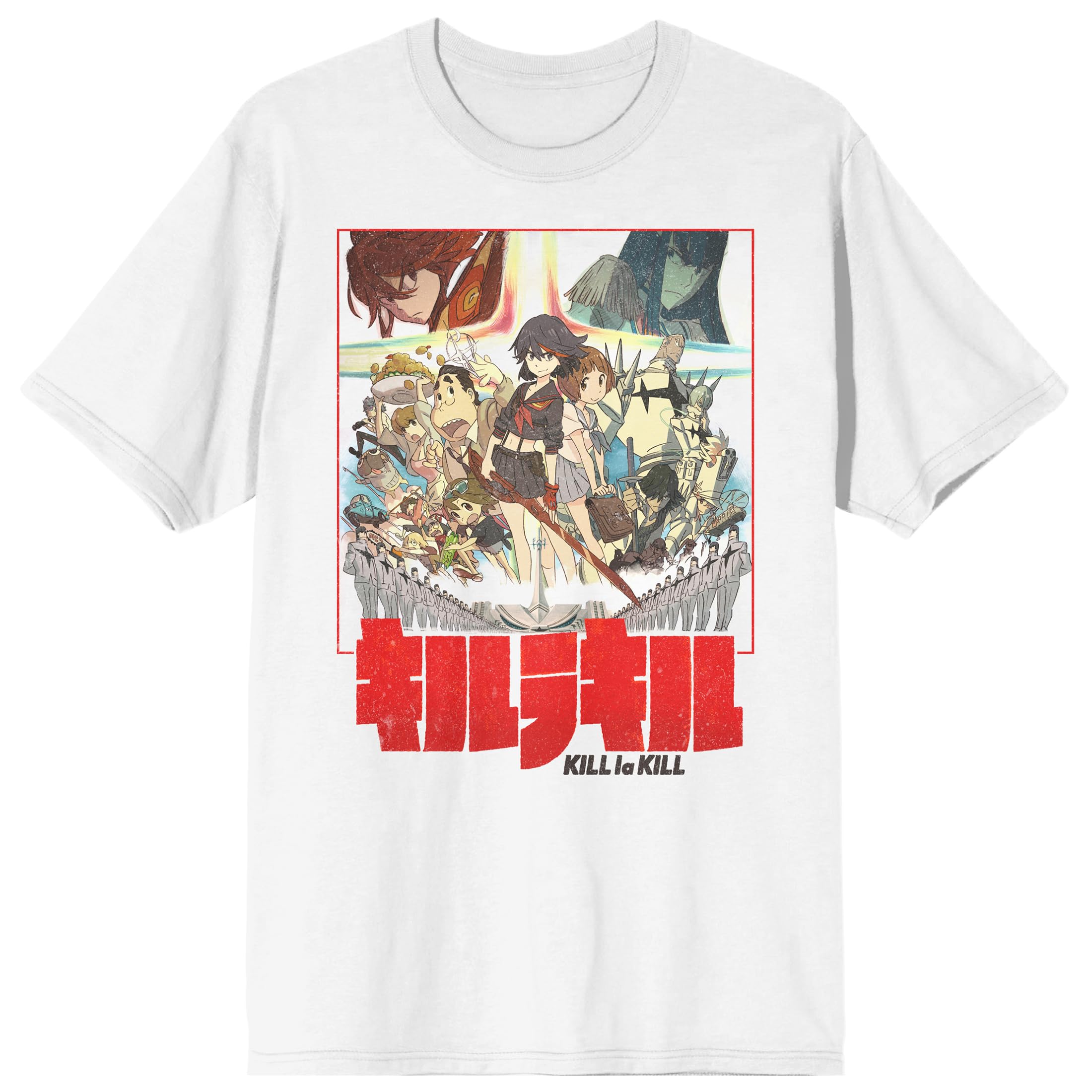 Kill La Kill Anime Group Shot Logo Text Adult White Crew Neck Short Sleeve T-shirt