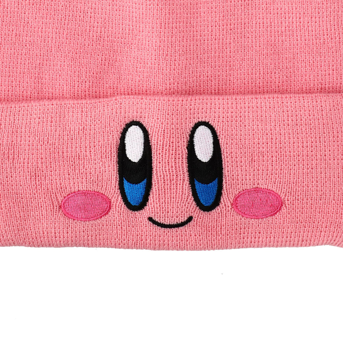 Kirby Smiling Face Pink Cuffed Plain Skull Acrylic Knitted Embroidered Logo Beanie Hat