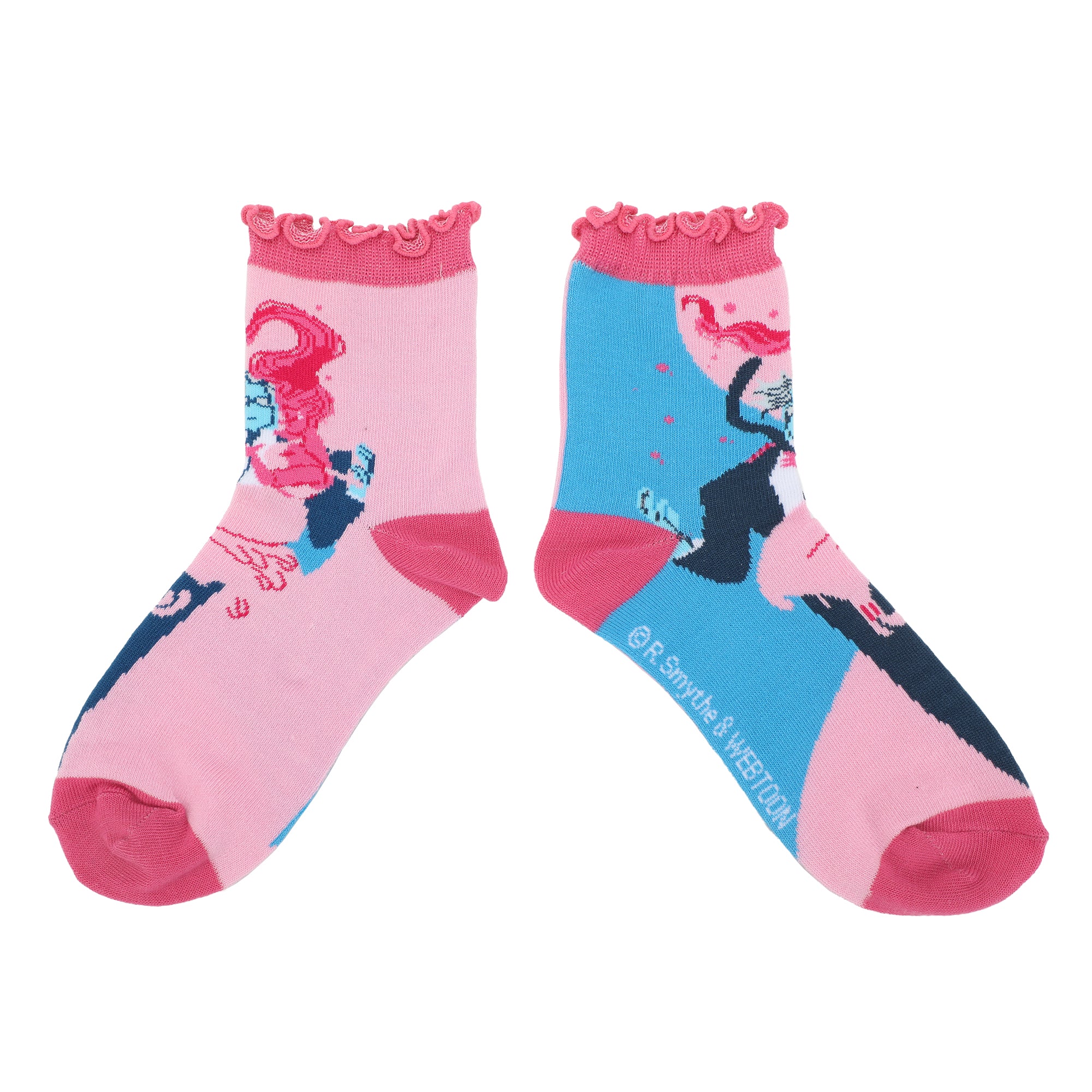 Lore Olympus Hades & Persephone Women's 3-Pair Ruffle Casual Crew Socks