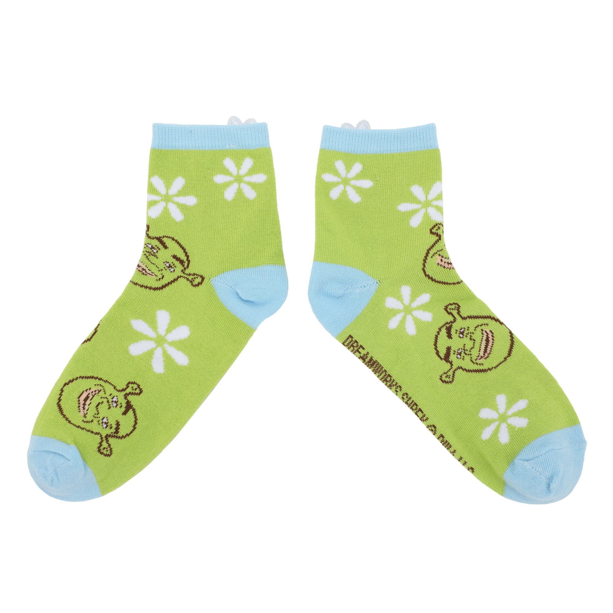 Shrek Characters & 3D Flowers Women's 3-Pair Casual Quarter Crew Ankle Socks